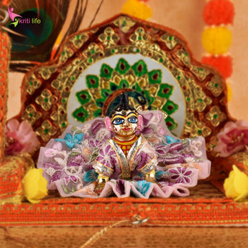 Elegant Floral Embroidered Laddu Gopal Dress for 2.5 Inch Idol – Soft Net Poshak
