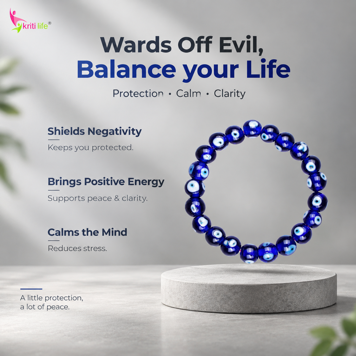 Evil Eye Protection crystal Bracelet – Wards Off Negativity & Attracts Positivity-10mm