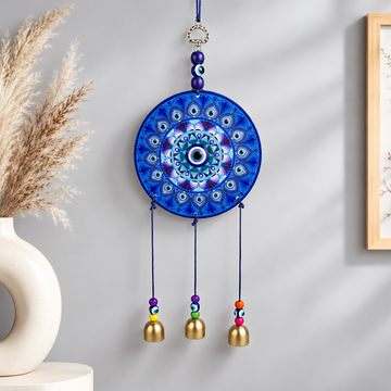Hanging Evil Eye Wall Decor with Bells | Nazar Suraksha Totem for Home & Office- 30 cm Hight