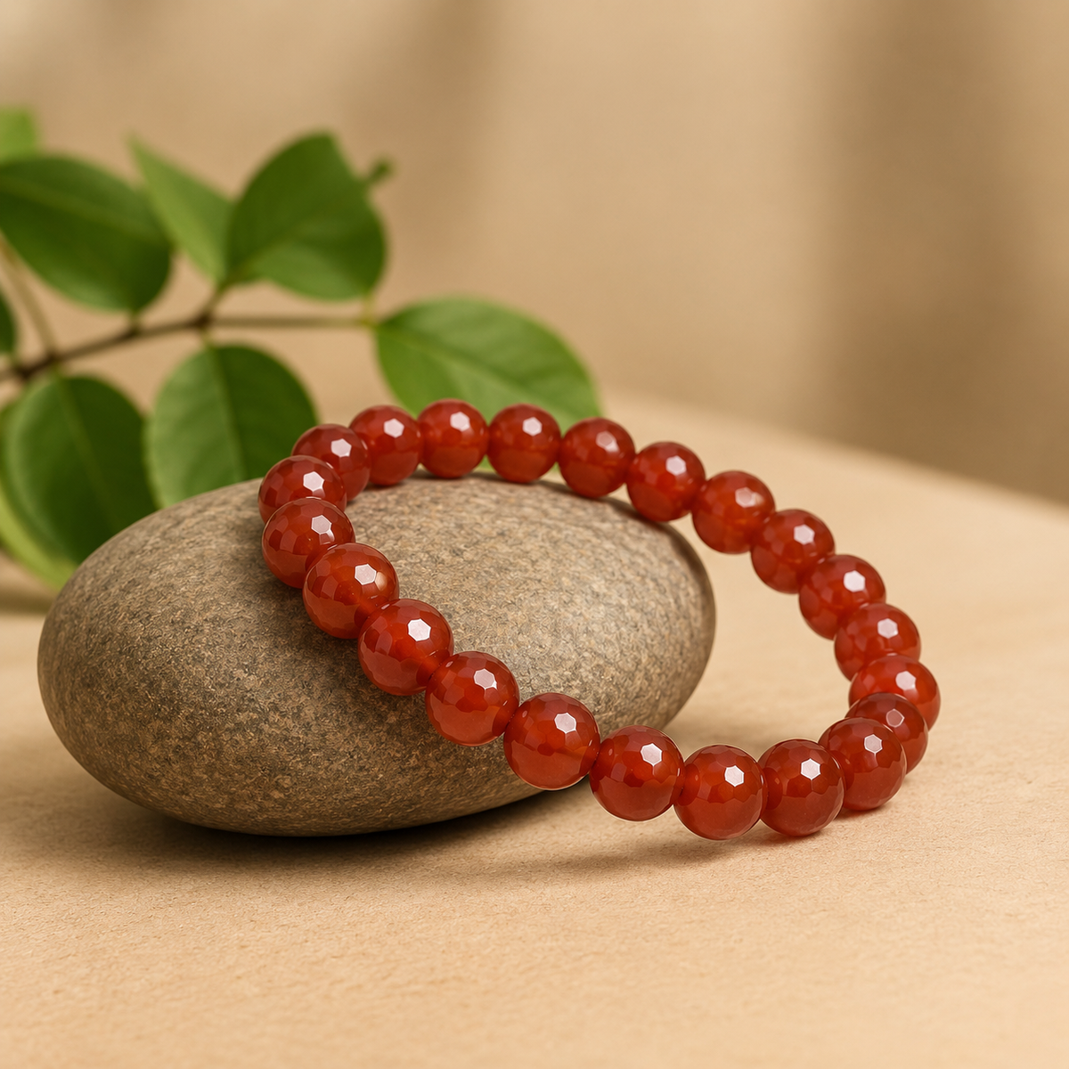 Natural Carnelian Crystal Stone Bracelet for Career Growth & Vitality-8mm