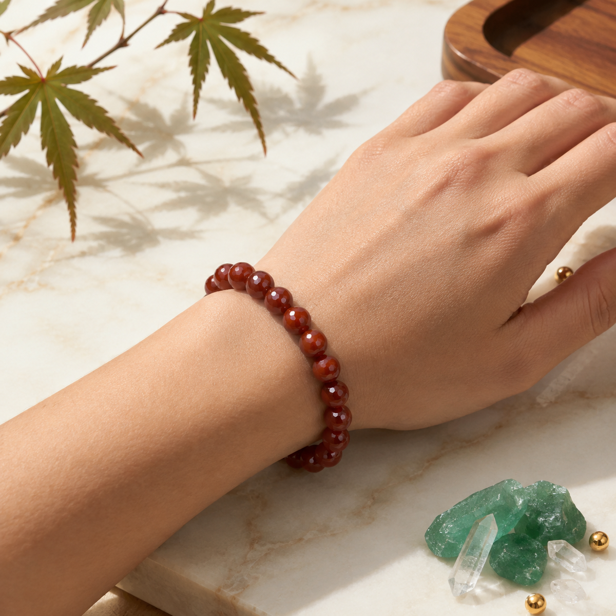Natural Carnelian Crystal Stone Bracelet for Career Growth & Vitality-8mm