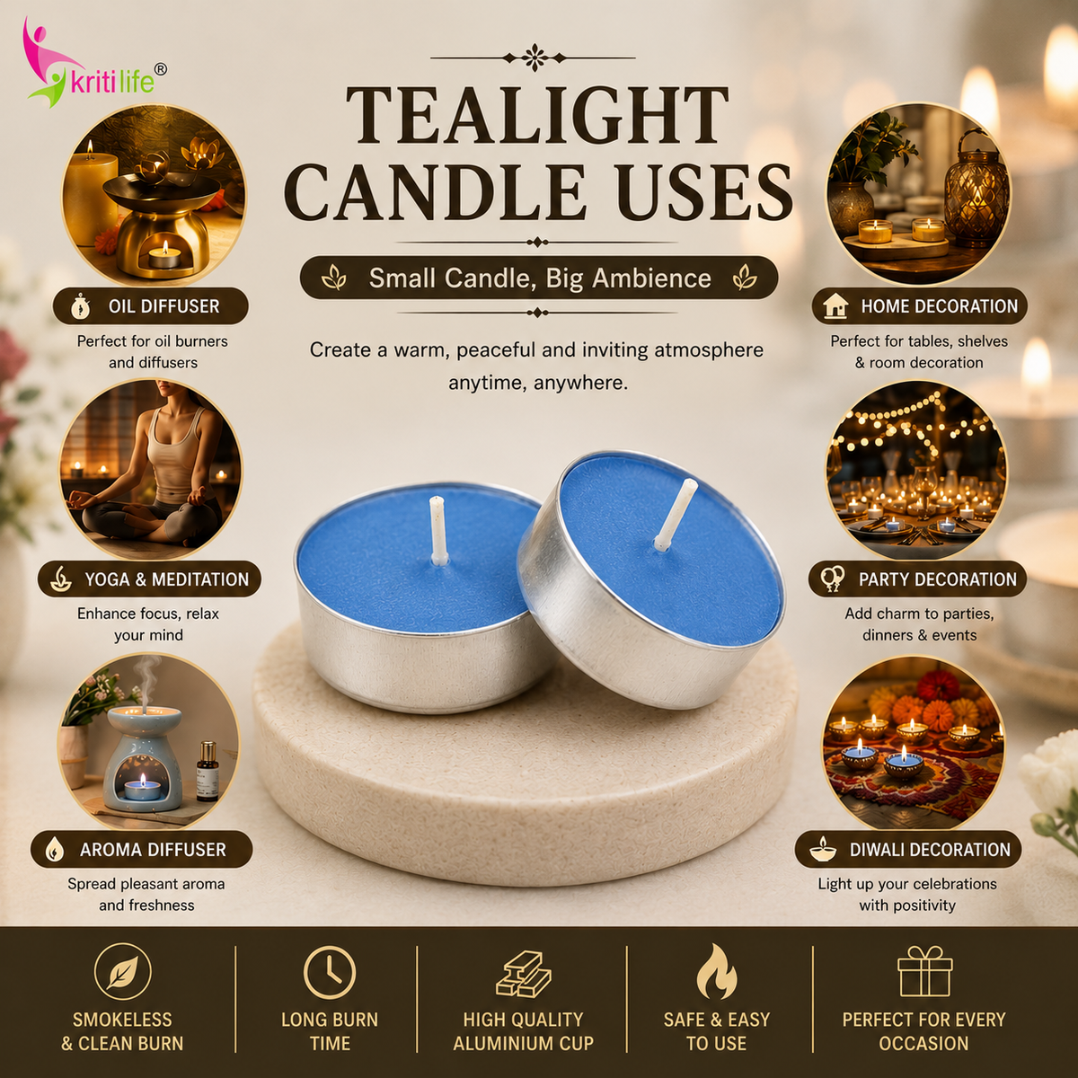 Citronella Scented Tealight Candles | 4.5 Hour Burn | Set of 50.