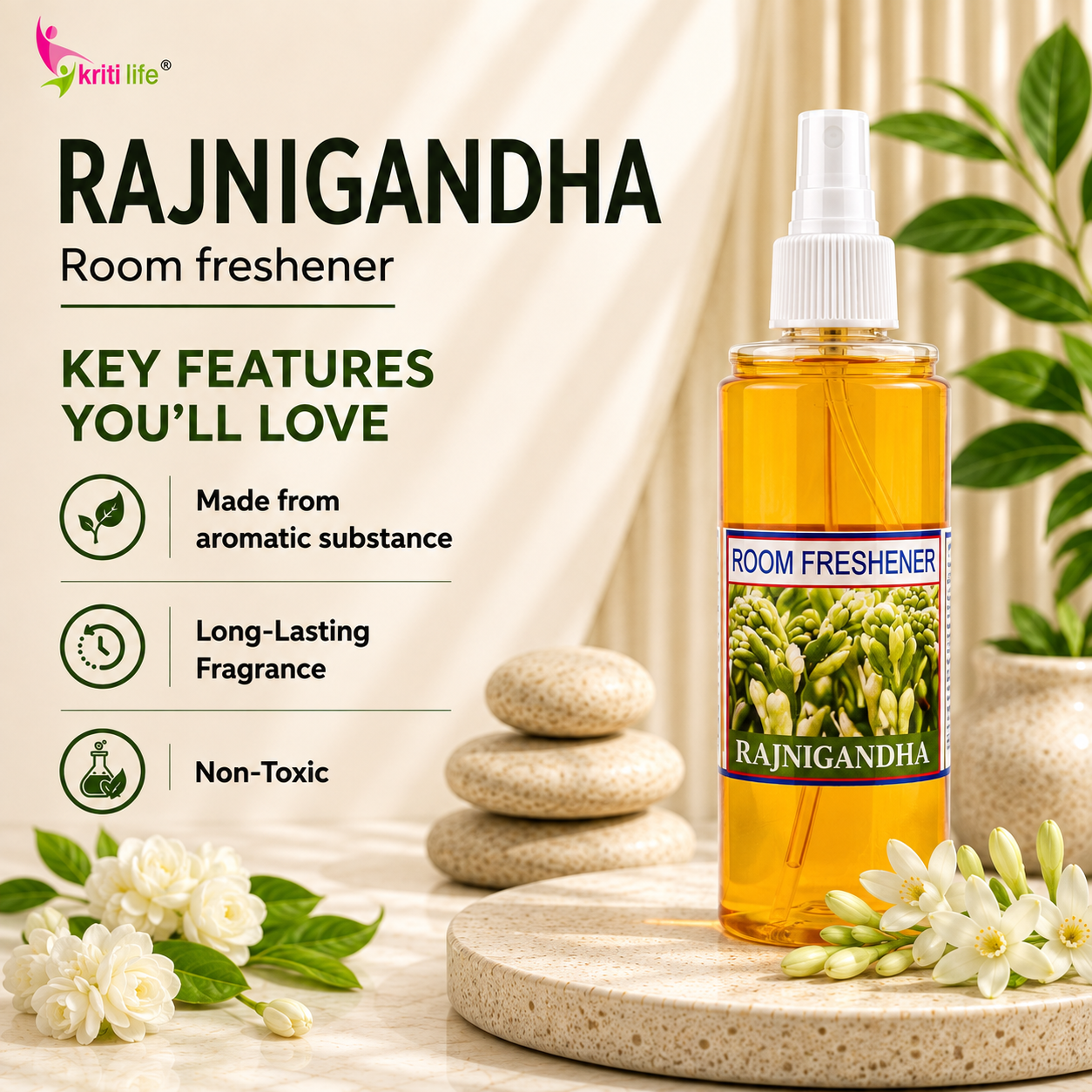 Rajni Gandha Room Spray - 165 ML Long-Lasting Fragrance for Home &amp; Office