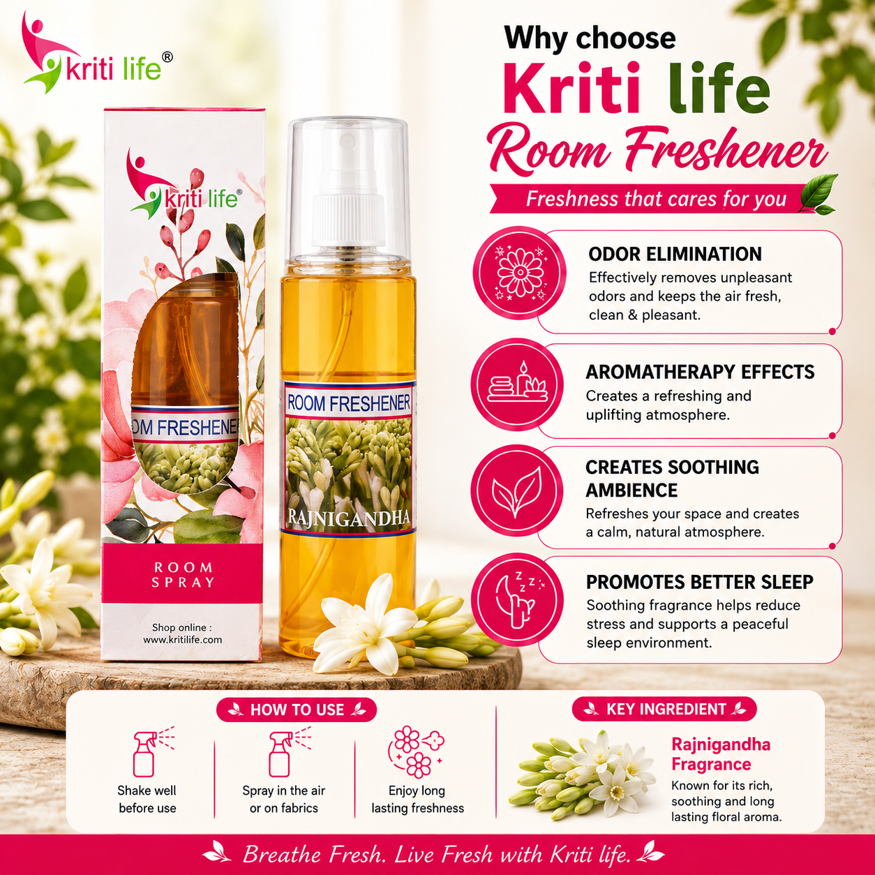 Rajni Gandha Room Spray - 165 ML Long-Lasting Fragrance for Home &amp; Office