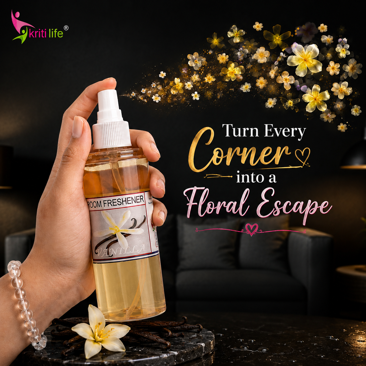 Vanilla Room Spray -165 ML Long-Lasting Fragrance for Home &amp; Office.