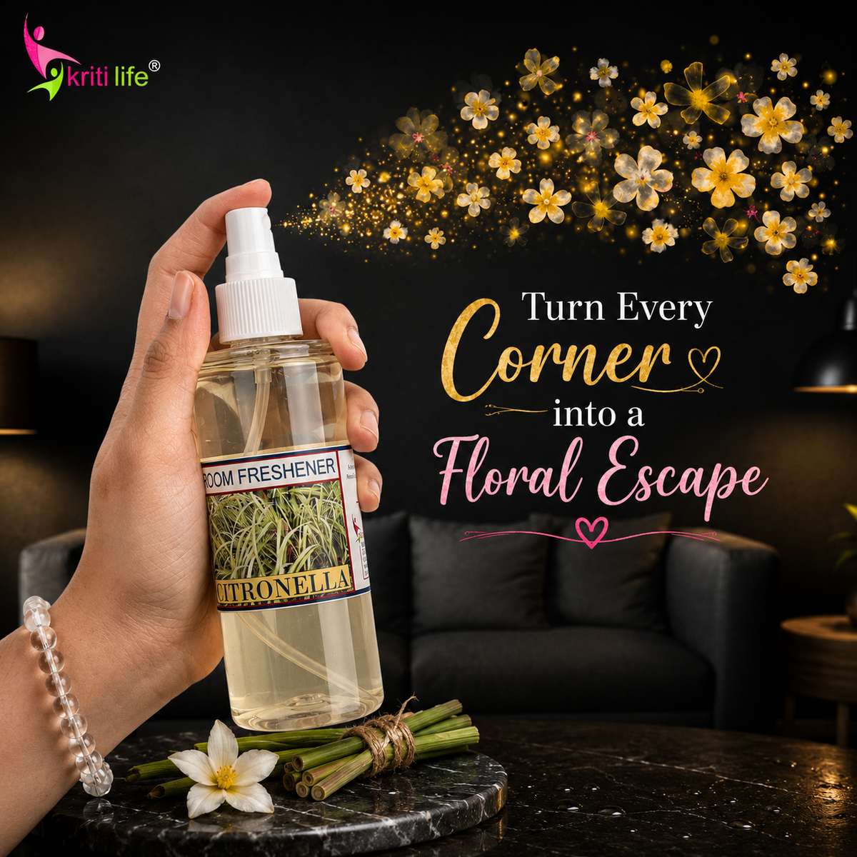 Citronella Room Spray - 165 ML Long-Lasting Fragrance for Home &amp; Office