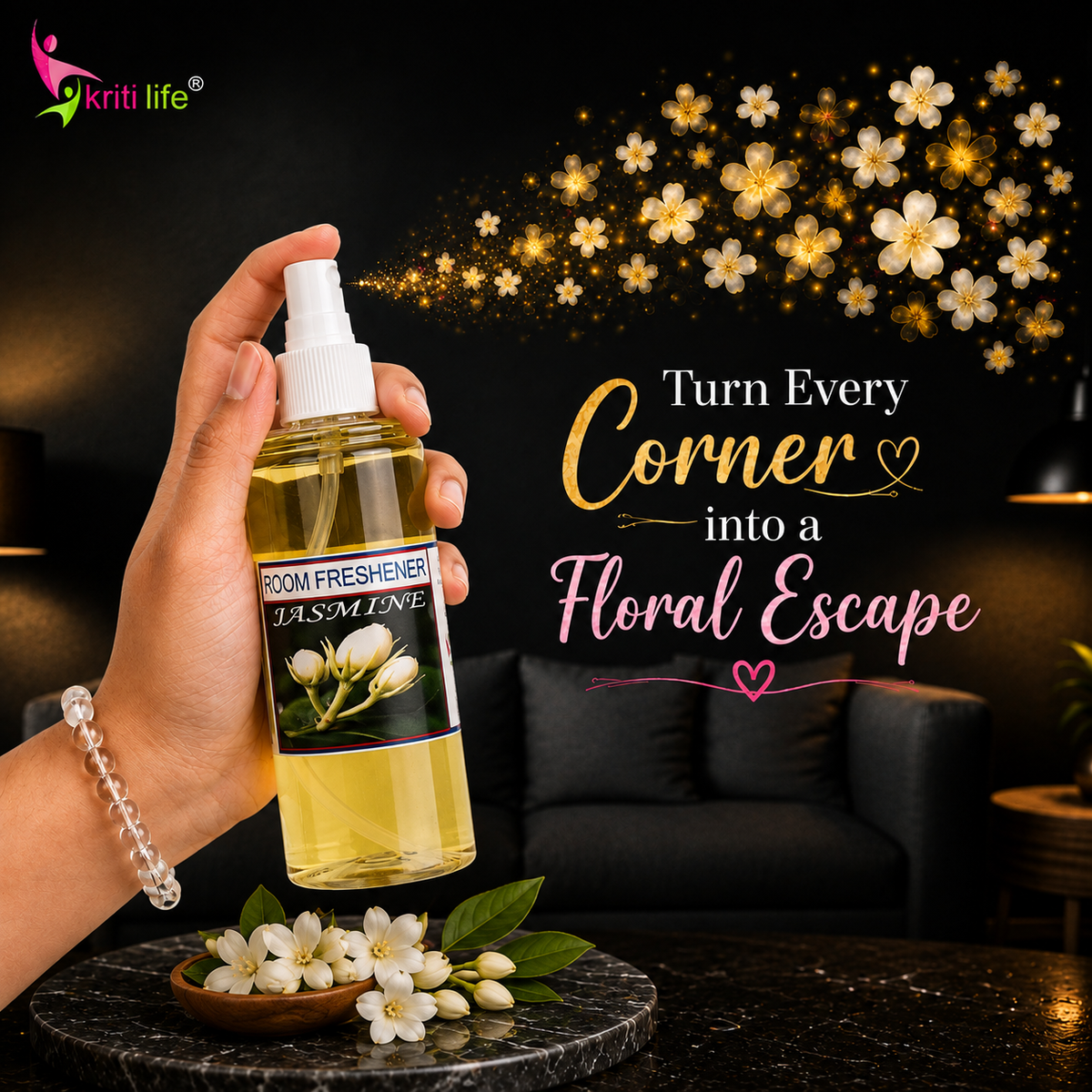 Jasmine Room Spray - 165 ML Long-Lasting Fragrance for Home &amp; Office
