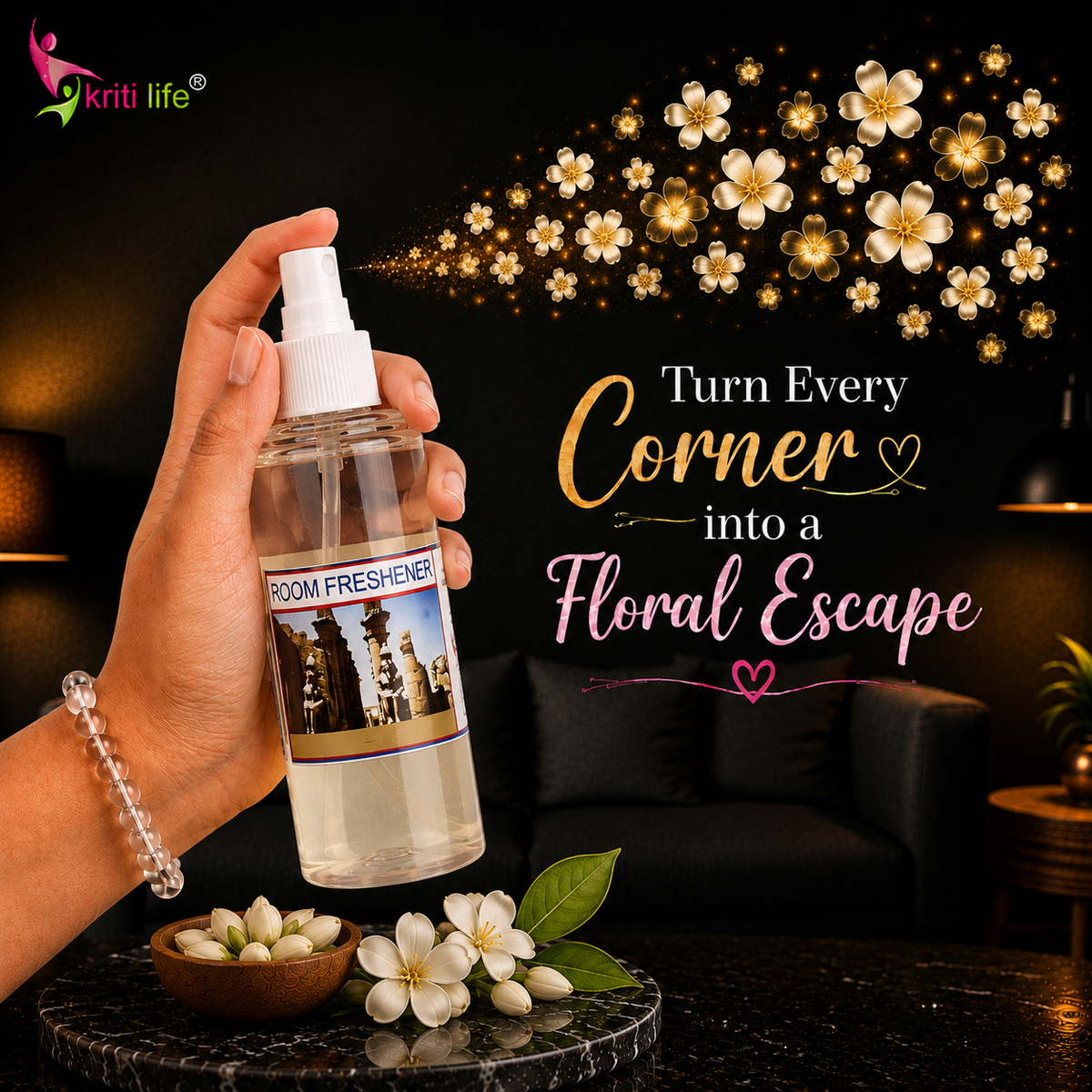 Musk Room Spray - 165 ML Long-Lasting Fragrance for Home &amp; Office.