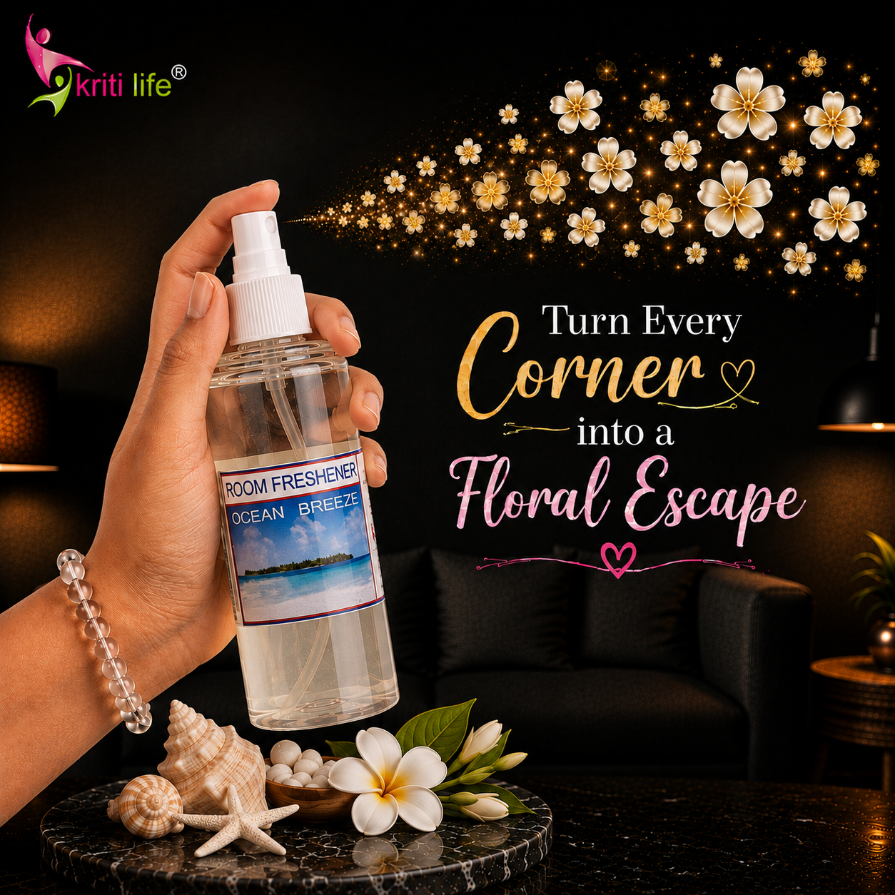Ocean Breeze Room Spray - 165 ML Long-Lasting Fragrance for Home &amp; Office