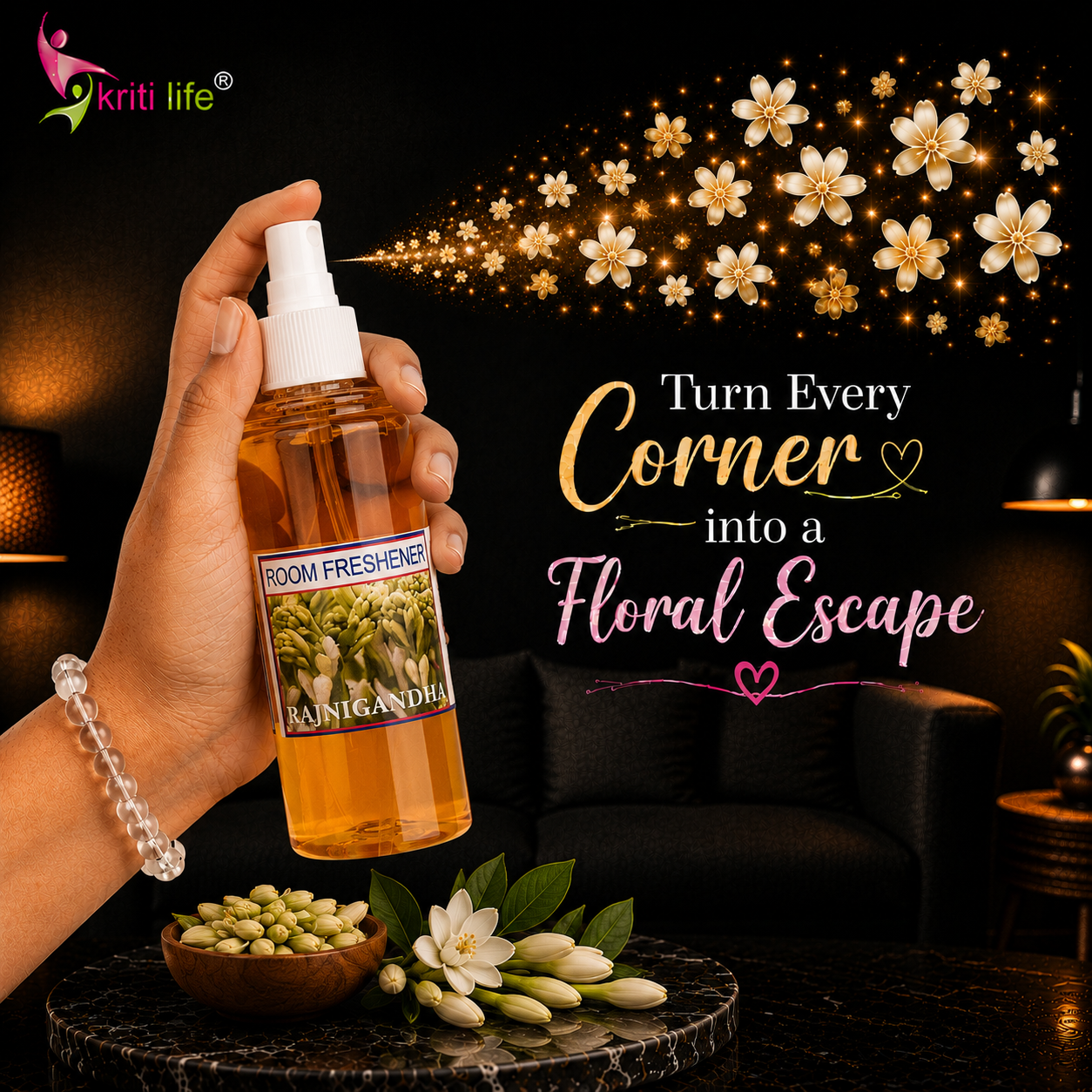 Rajni Gandha Room Spray - 165 ML Long-Lasting Fragrance for Home &amp; Office