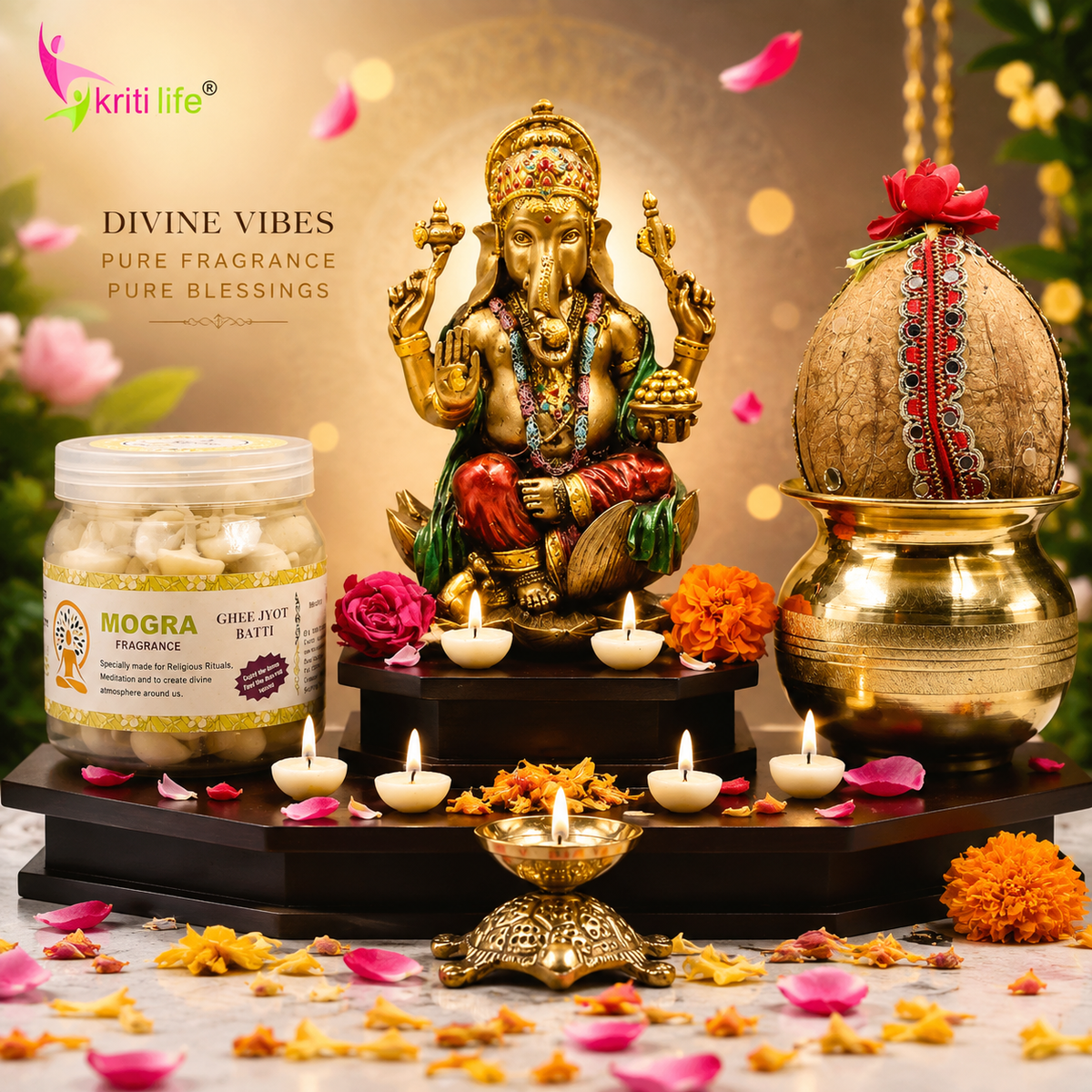 Mogra Scented Ghee Jyot Batti - 100 Pcs | Burns upto 20 Minutes