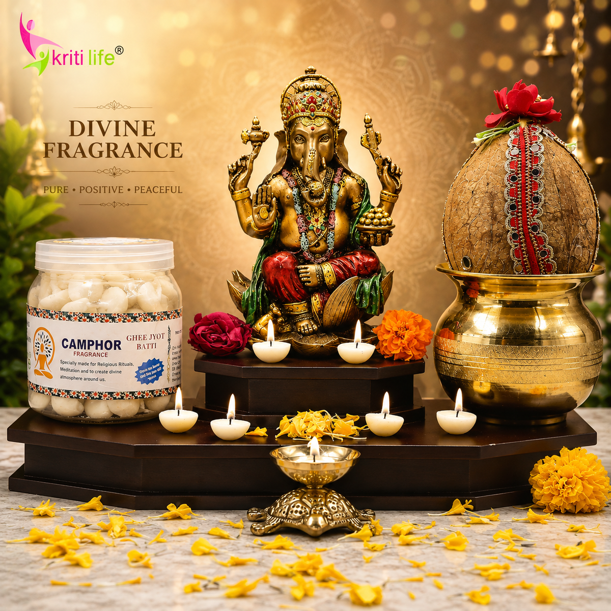 Camphor Scented Ghee Jyot Batti - 100 Pcs | Burns upto 20 Minutes