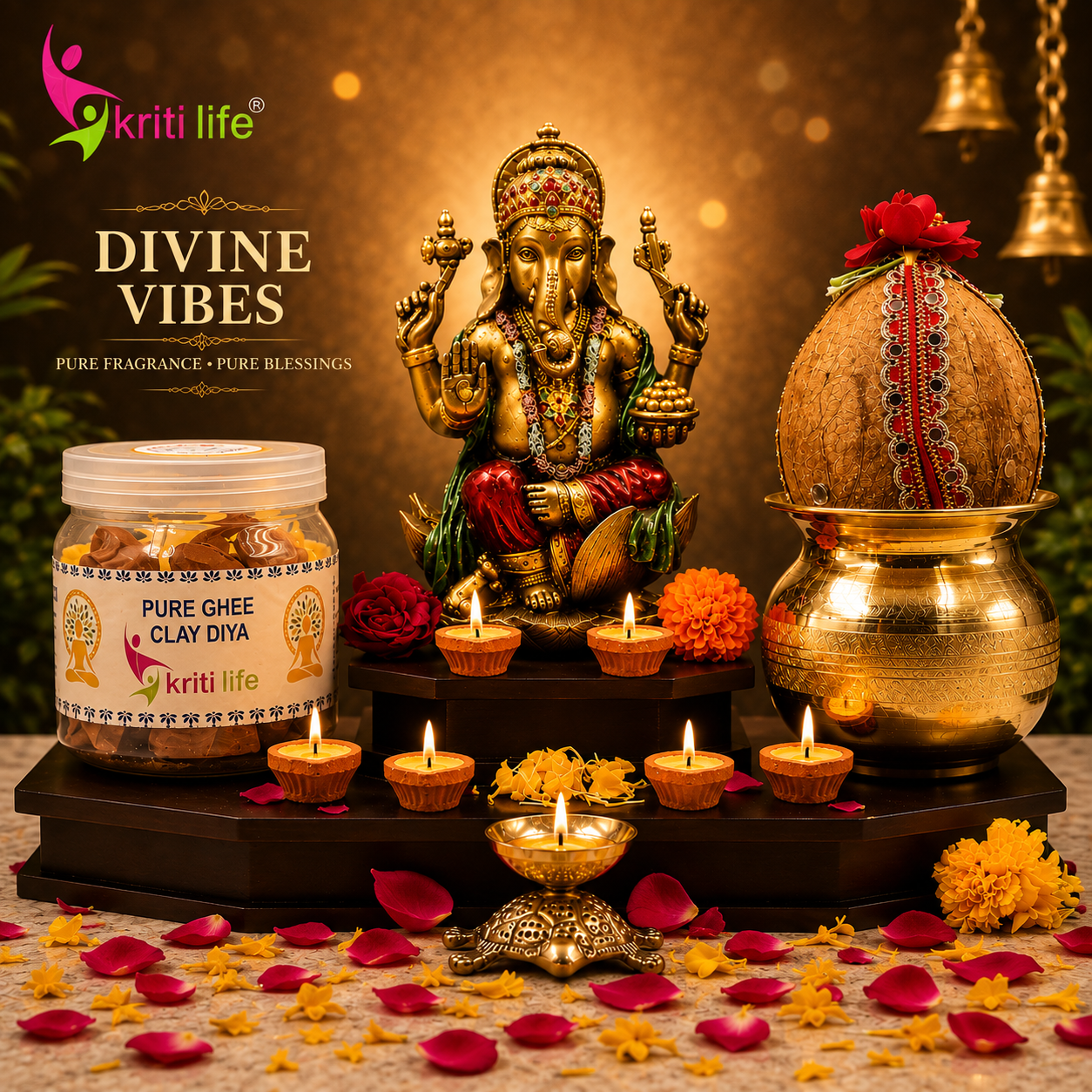 Clay Ghee Jyot Diyas 21 Pcs Ideal for Puja & Festivals
