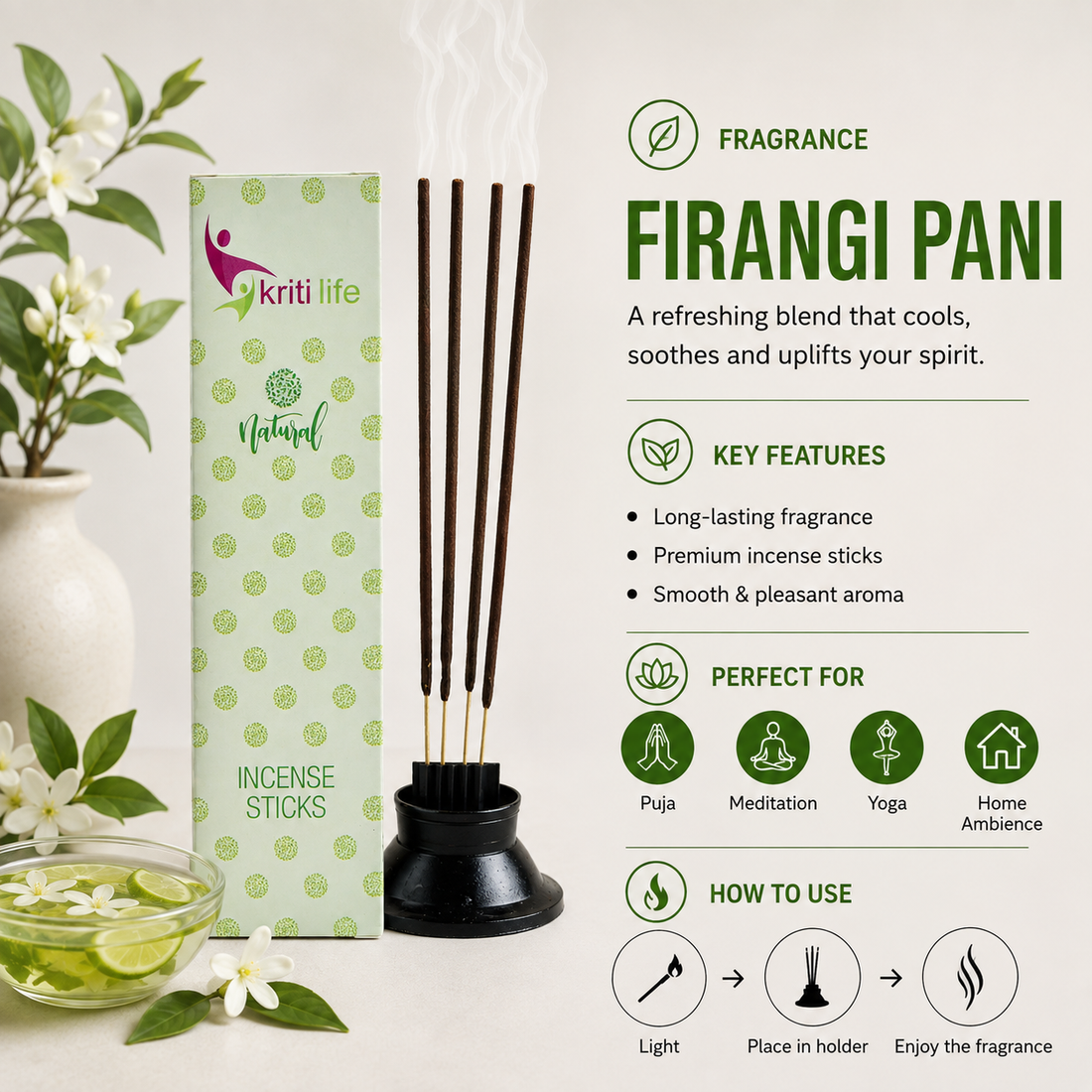 Firangi Pani Incense Sticks - 100 Pcs Perfect for Puja &amp; Relaxation