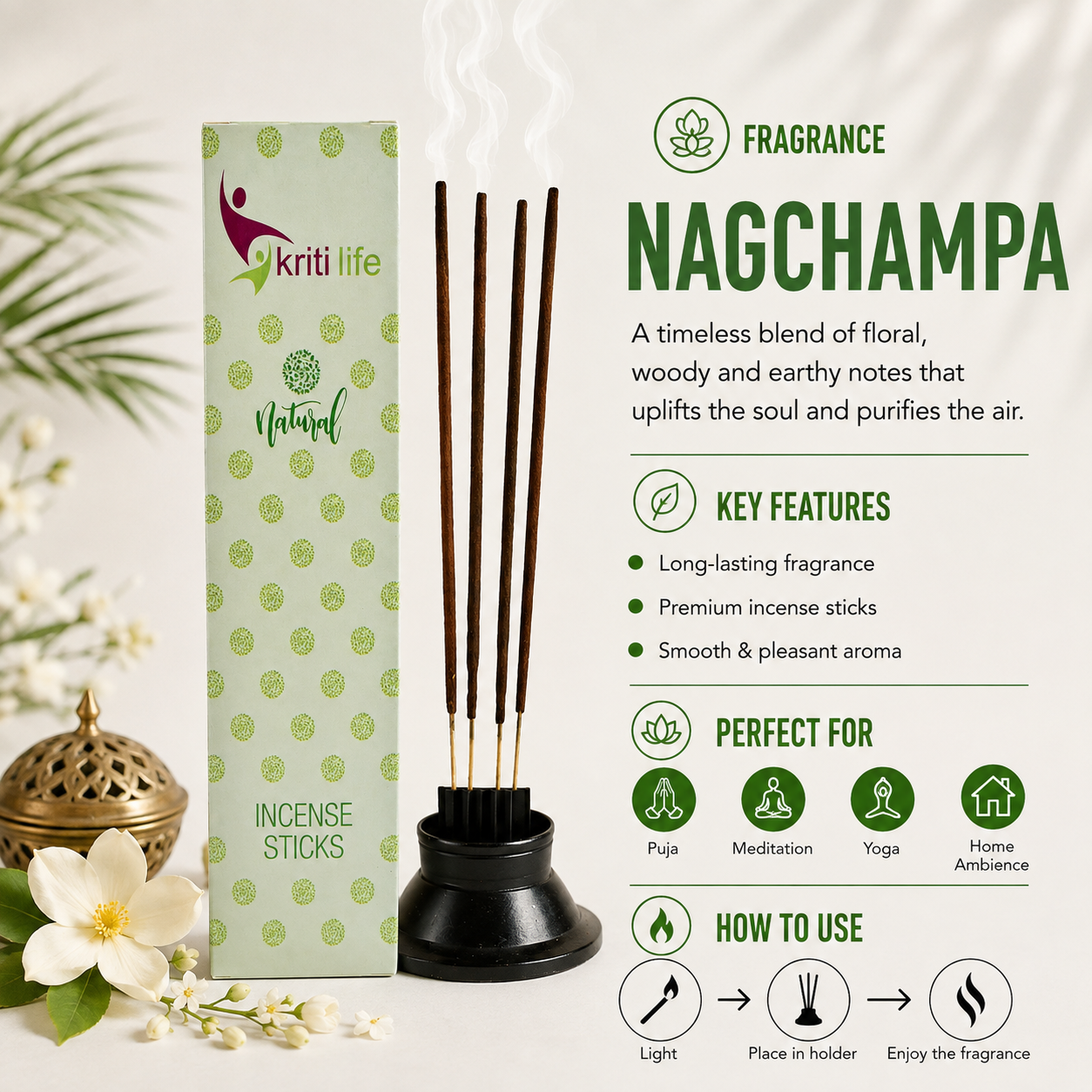 Nag Champa Incense Sticks - 100 Pcs Perfect for Puja &amp; Relaxation