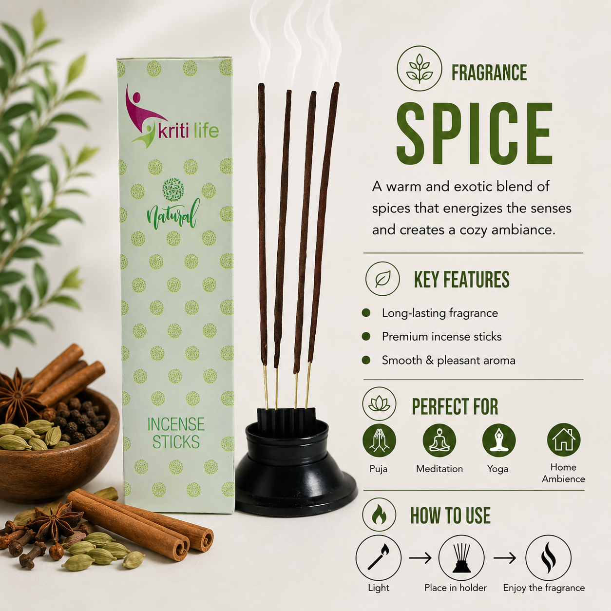 Spice Incense Sticks - 100 Pcs Perfect for Puja &amp; Relaxation