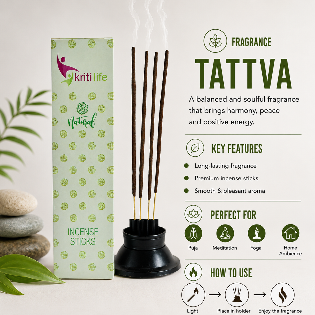 Tattva Incense Sticks - 100 Pcs Perfect for Puja &amp; Relaxation