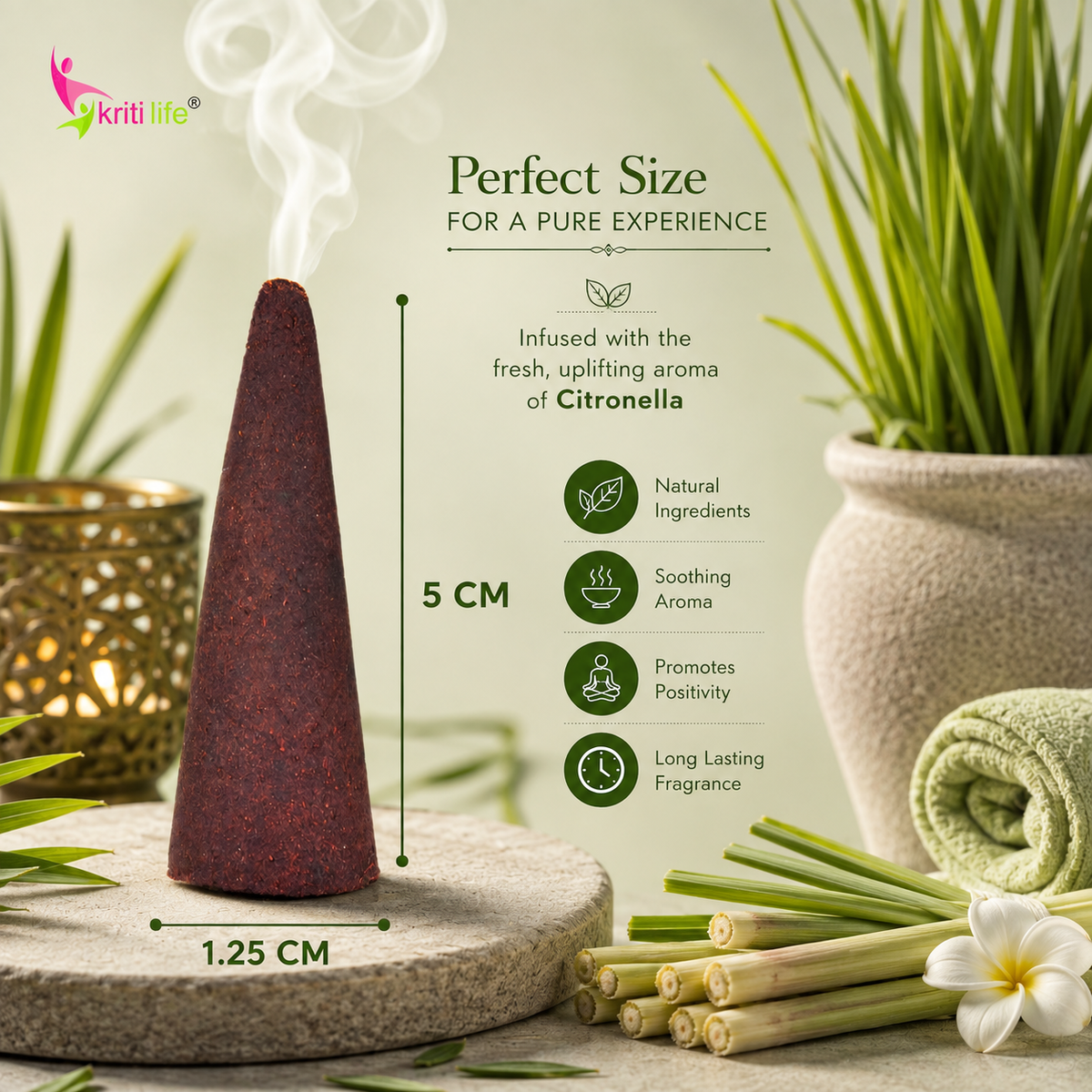 Citronella Incense Cone - 60 Pcs Burn Time 40 Minutes