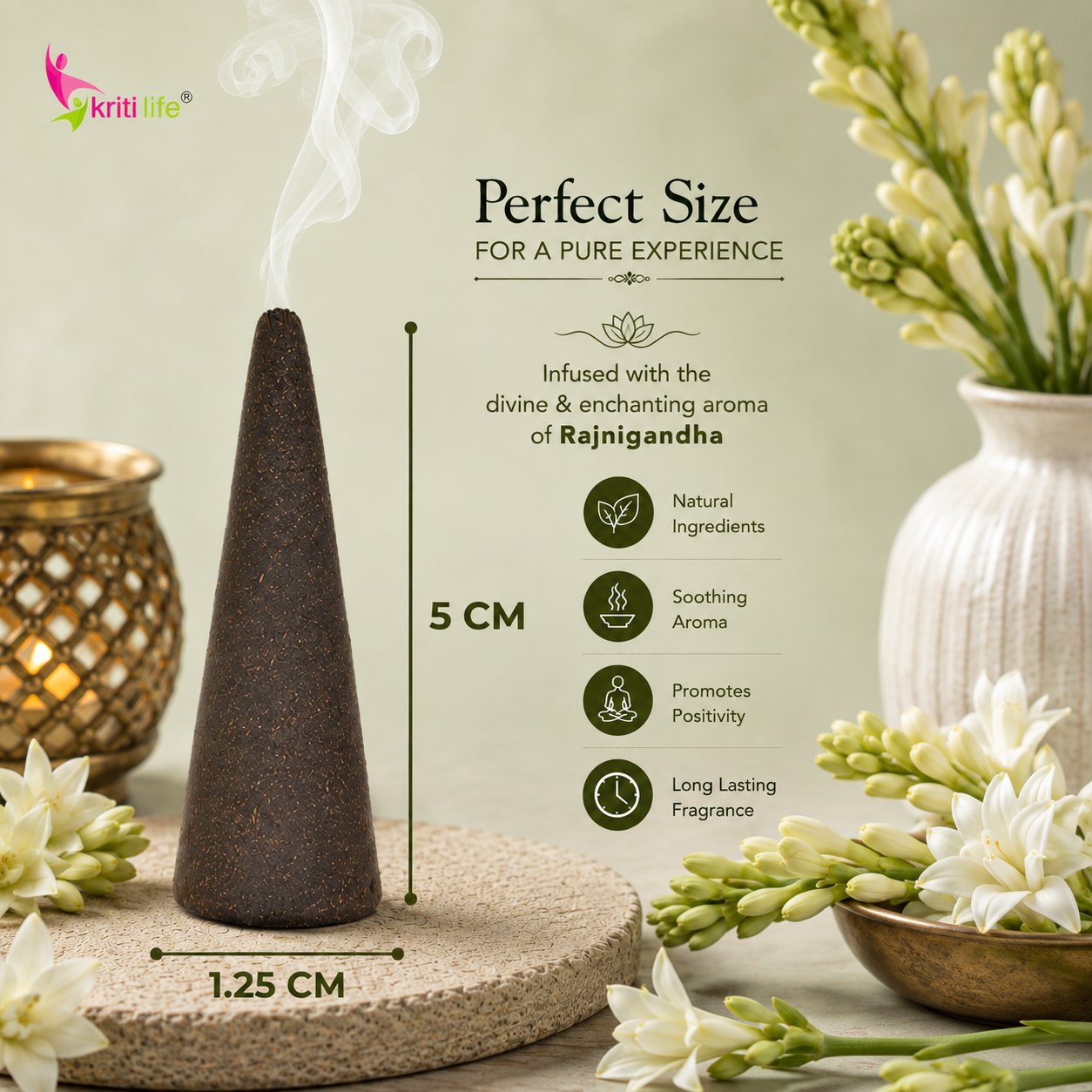 Rajni Gandha Incense Cone - 60 Pcs Burn Time 40 Minutes