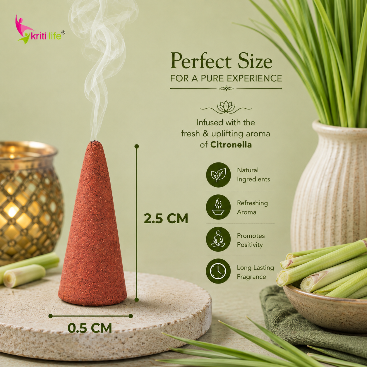 Citronella Incense Cone - 150 Pcs Burn Time 20 Minutes
