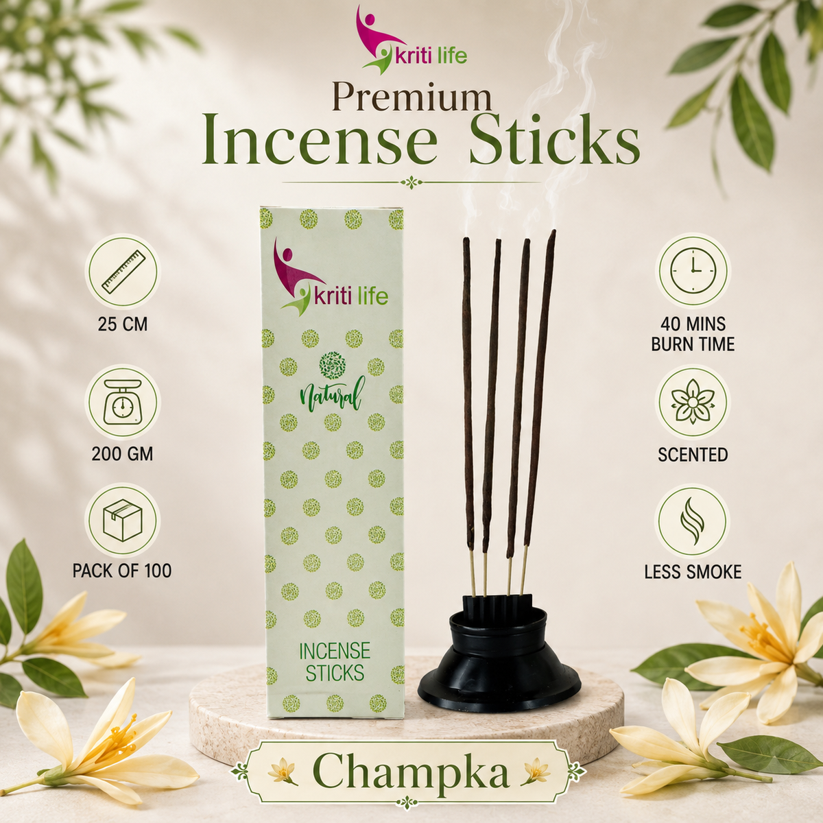Champka Incense Sticks - 100 Pcs Perfect for Puja &amp; Relaxation