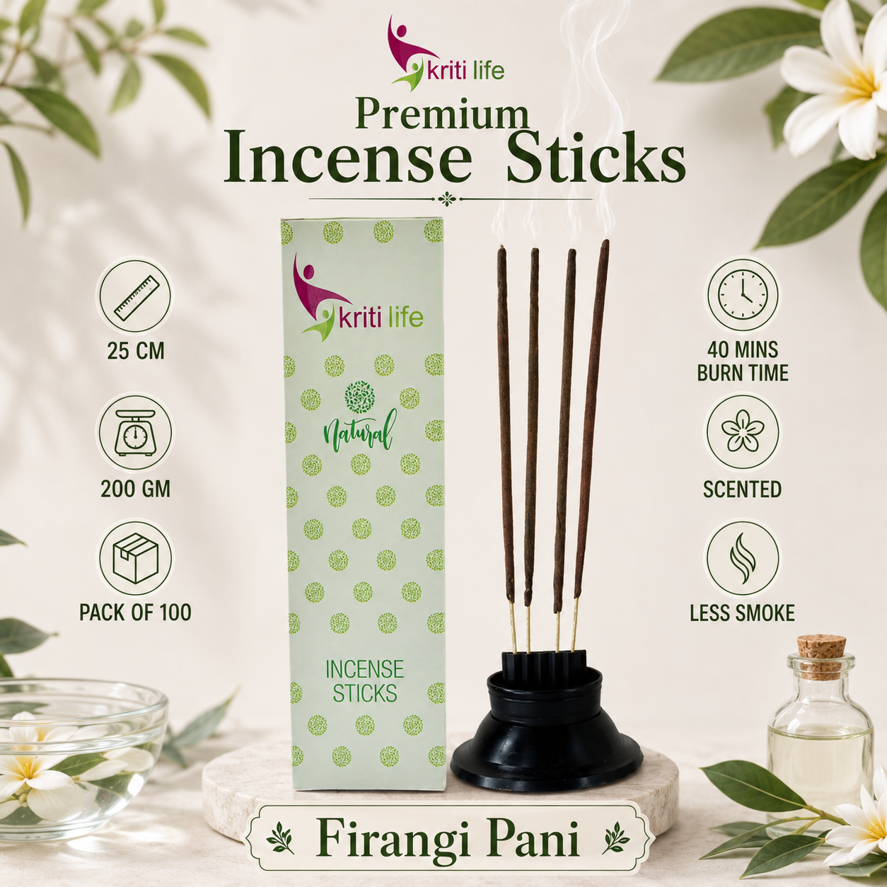 Firangi Pani Incense Sticks - 100 Pcs Perfect for Puja &amp; Relaxation