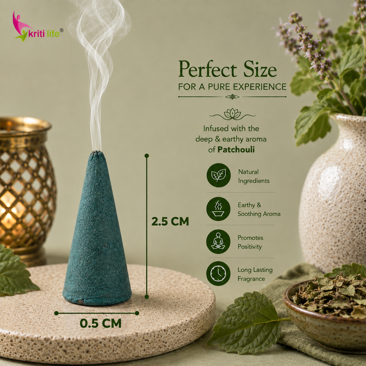 Patchouli Incense Cone - 150 Pcs Burn Time 20 Minutes
