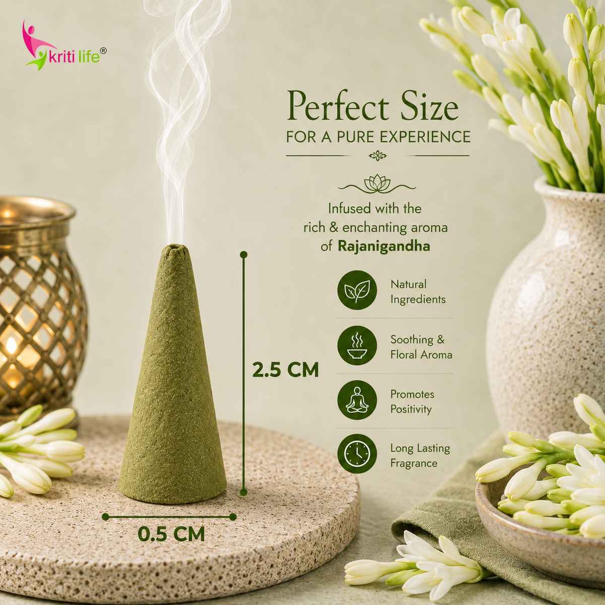 Rajni Gandha Incense Cone - 150 Pcs Burn Time 20 Minutes