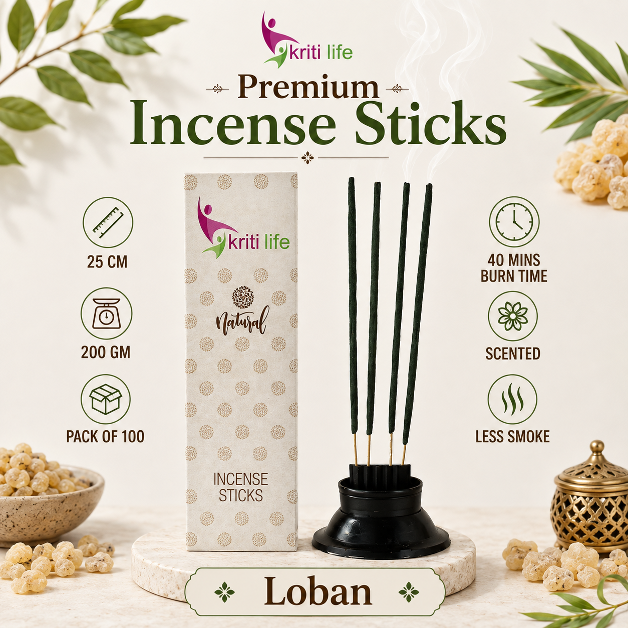 Loban Incense Sticks - 100 Pcs Perfect for Puja &amp; Relaxation