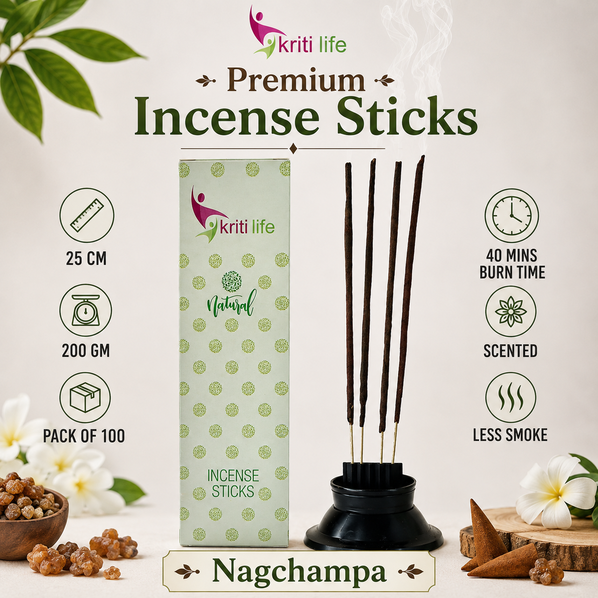 Nag Champa Incense Sticks - 100 Pcs Perfect for Puja &amp; Relaxation