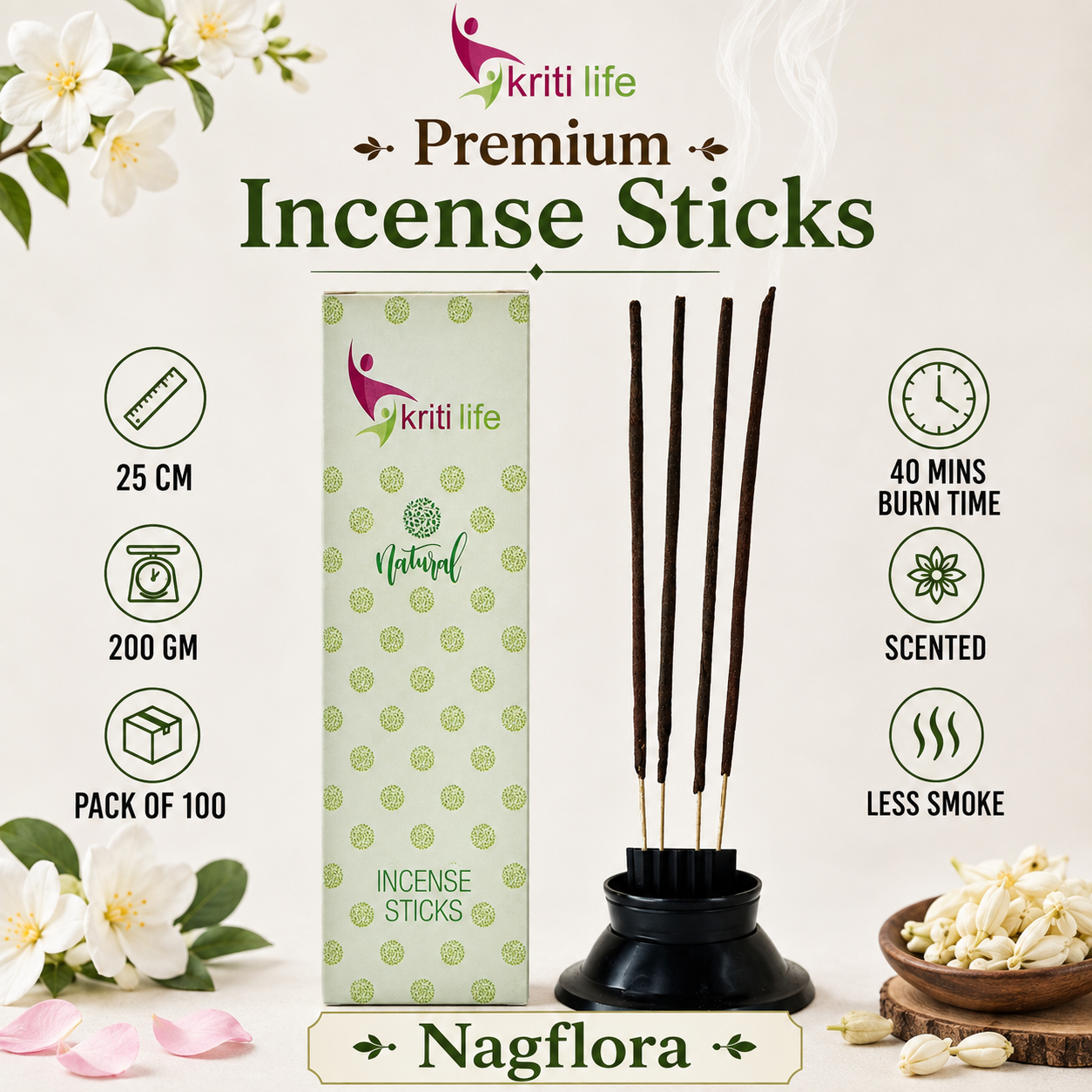 Nagflora Incense Sticks - 100 Pcs Perfect for Puja &amp; Relaxation