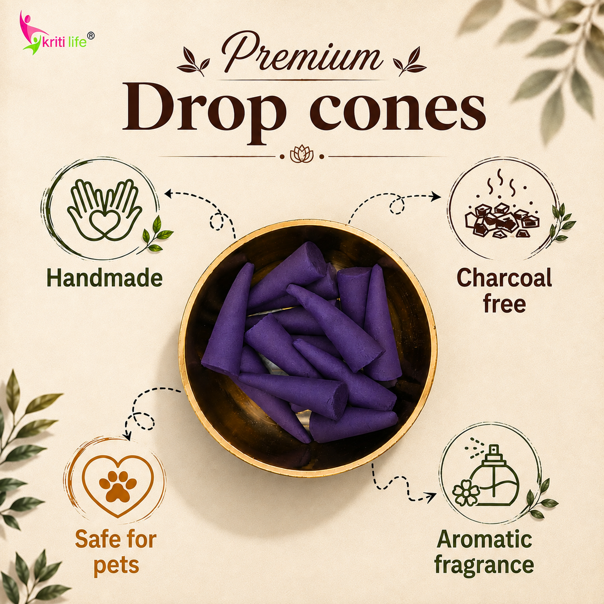 Lotus Incense Cone - 60 Pcs Burn Time 40 Minutes