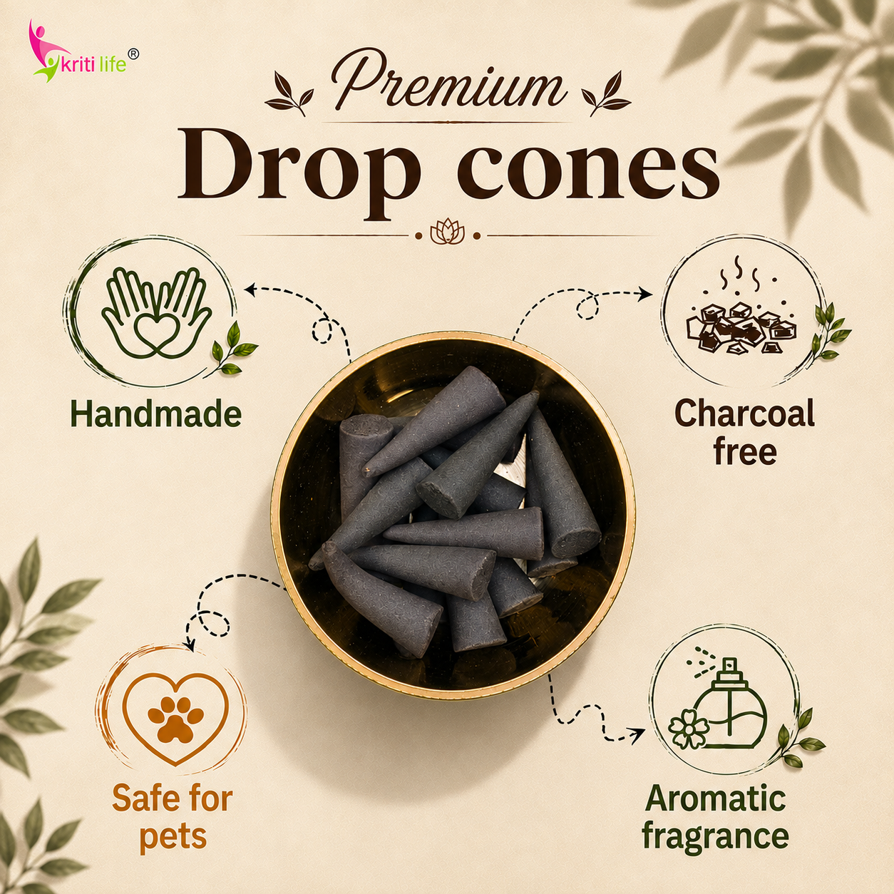 Rajni Gandha Incense Cone - 60 Pcs Burn Time 40 Minutes