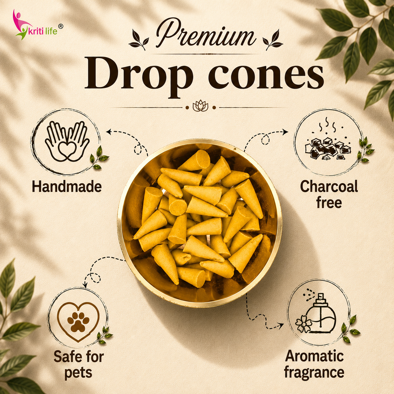 Lemon Grass Incense Cone - 150 Pcs Burn Time 20 Minutes