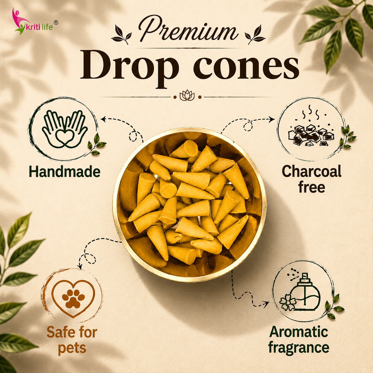 Rajni Gandha Incense Cone - 150 Pcs Burn Time 20 Minutes