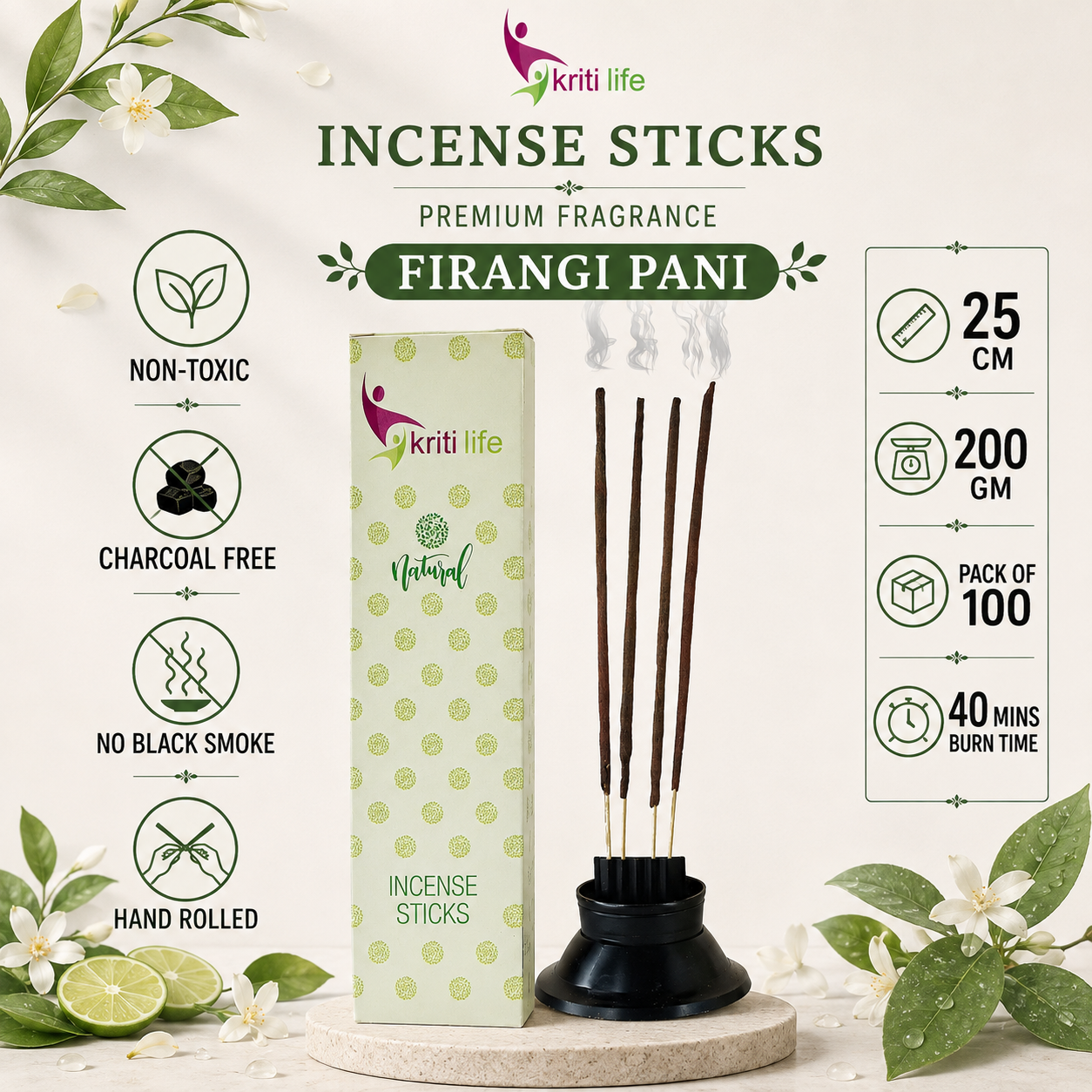 Firangi Pani Incense Sticks - 100 Pcs Perfect for Puja &amp; Relaxation
