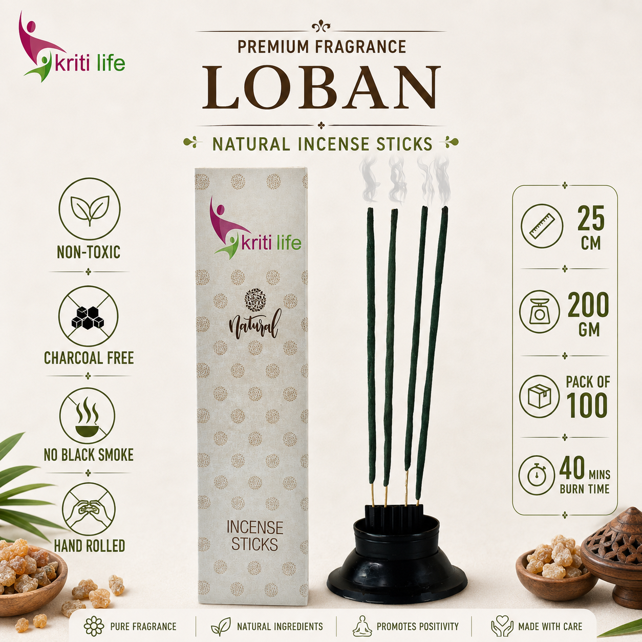 Loban Incense Sticks - 100 Pcs Perfect for Puja &amp; Relaxation