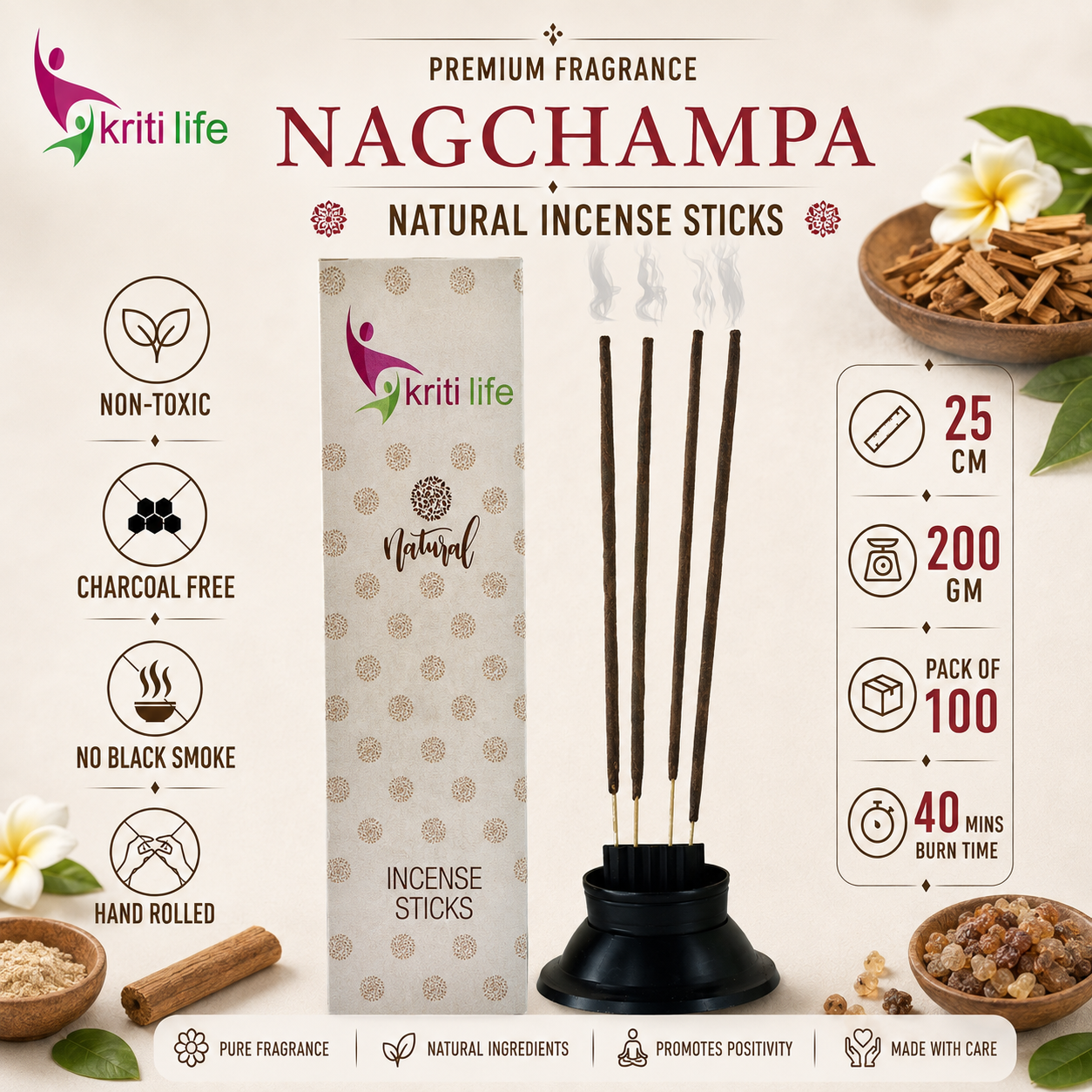 Nag Champa Incense Sticks - 100 Pcs Perfect for Puja &amp; Relaxation