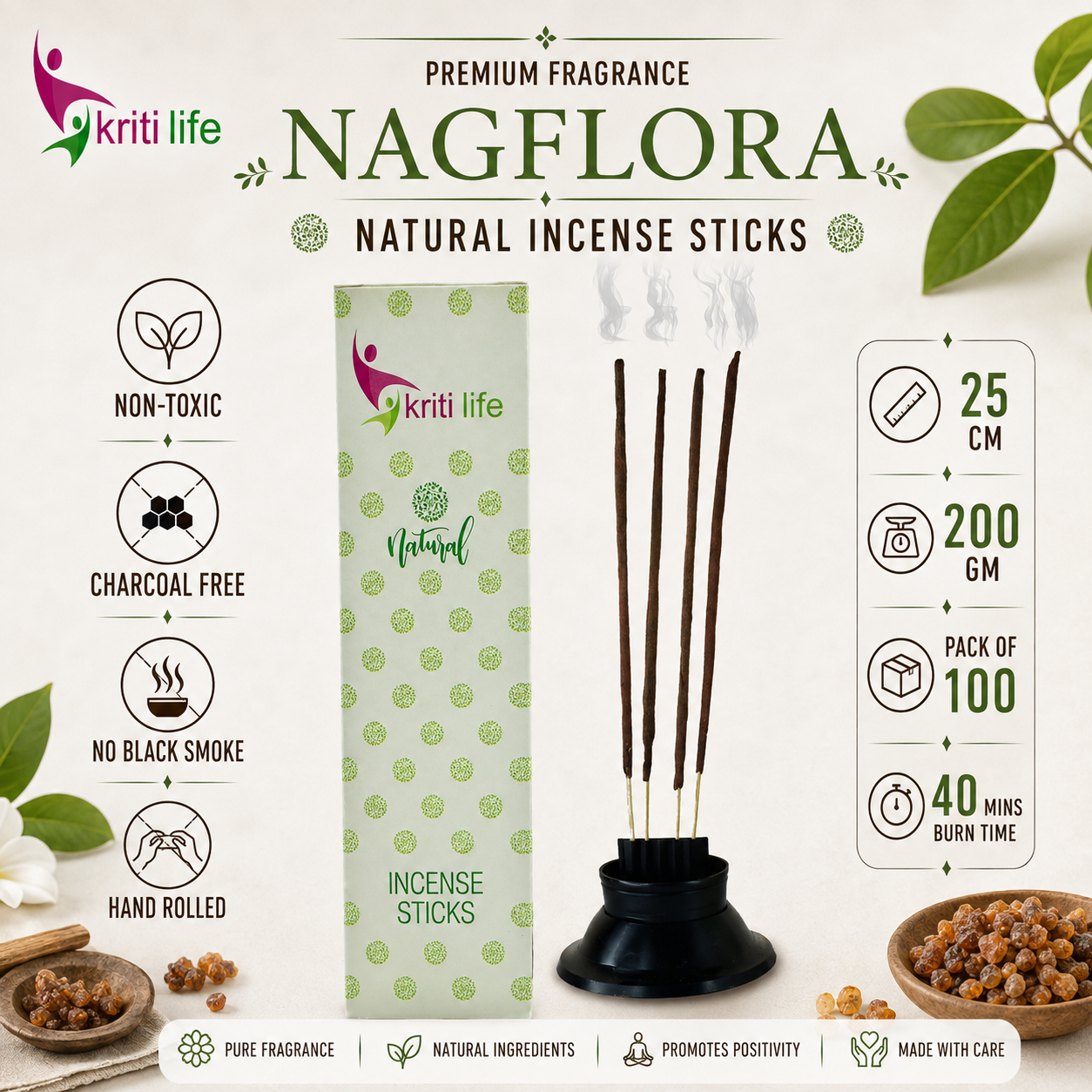 Nagflora Incense Sticks - 100 Pcs Perfect for Puja &amp; Relaxation
