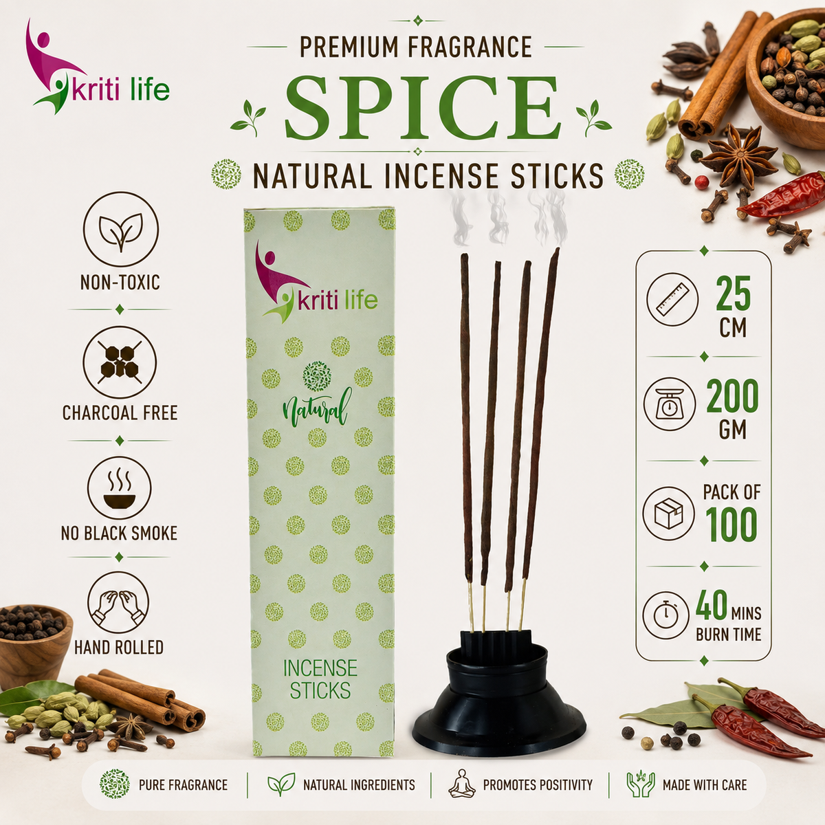 Spice Incense Sticks - 100 Pcs Perfect for Puja &amp; Relaxation