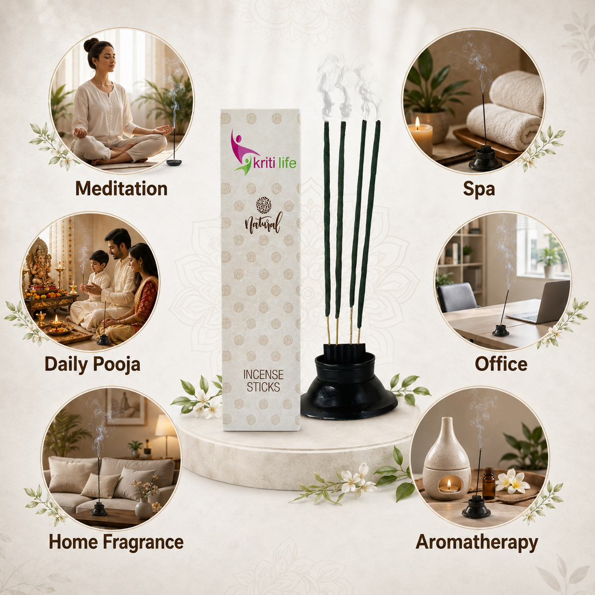 4 Fragrance Incense Sticks - 100 Pcs Perfect for Puja &amp; Relaxation