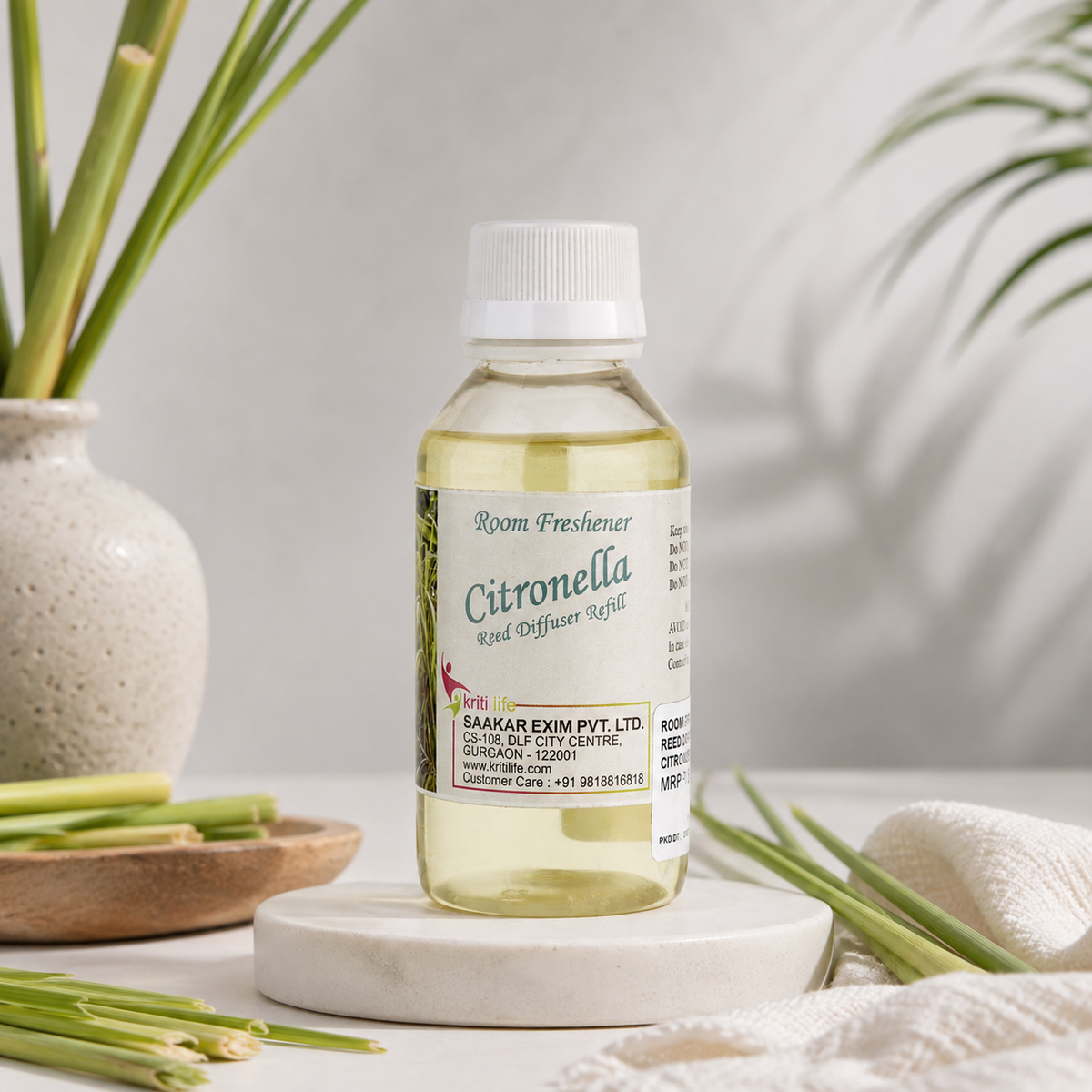 Citronella 90ML Reed Diffuser oil Refill -  Long-Lasting Room Fragrance