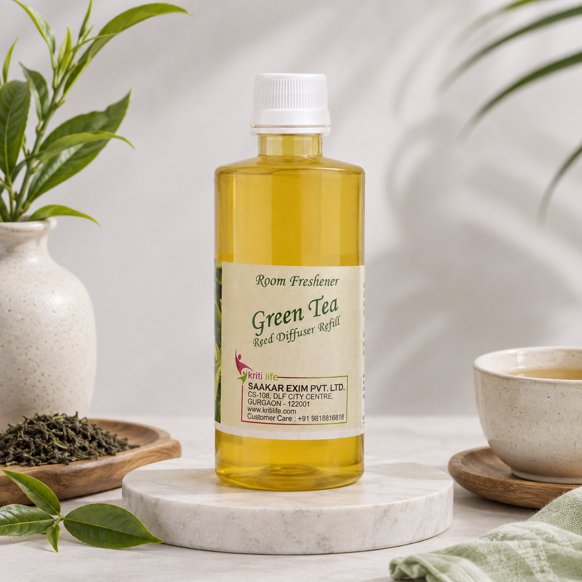Green Tea 450ML Reed Diffuser oil Refill -  Long-Lasting Room Fragrance