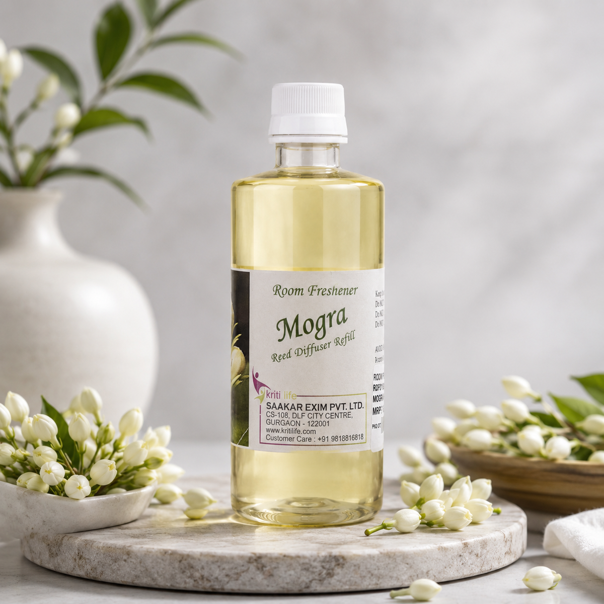 Mogra 90ML Reed Diffuser oil Refill -  Long-Lasting Room Fragrance