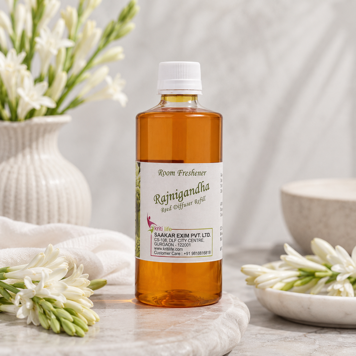 Rajni Gandha 450ML Reed Diffuser oil Refill -  Long-Lasting Room Fragrance