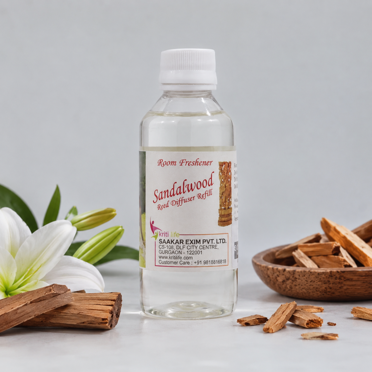 Sandalwood 90ML Reed Diffuser oil Refill -  Long-Lasting Room Fragrance