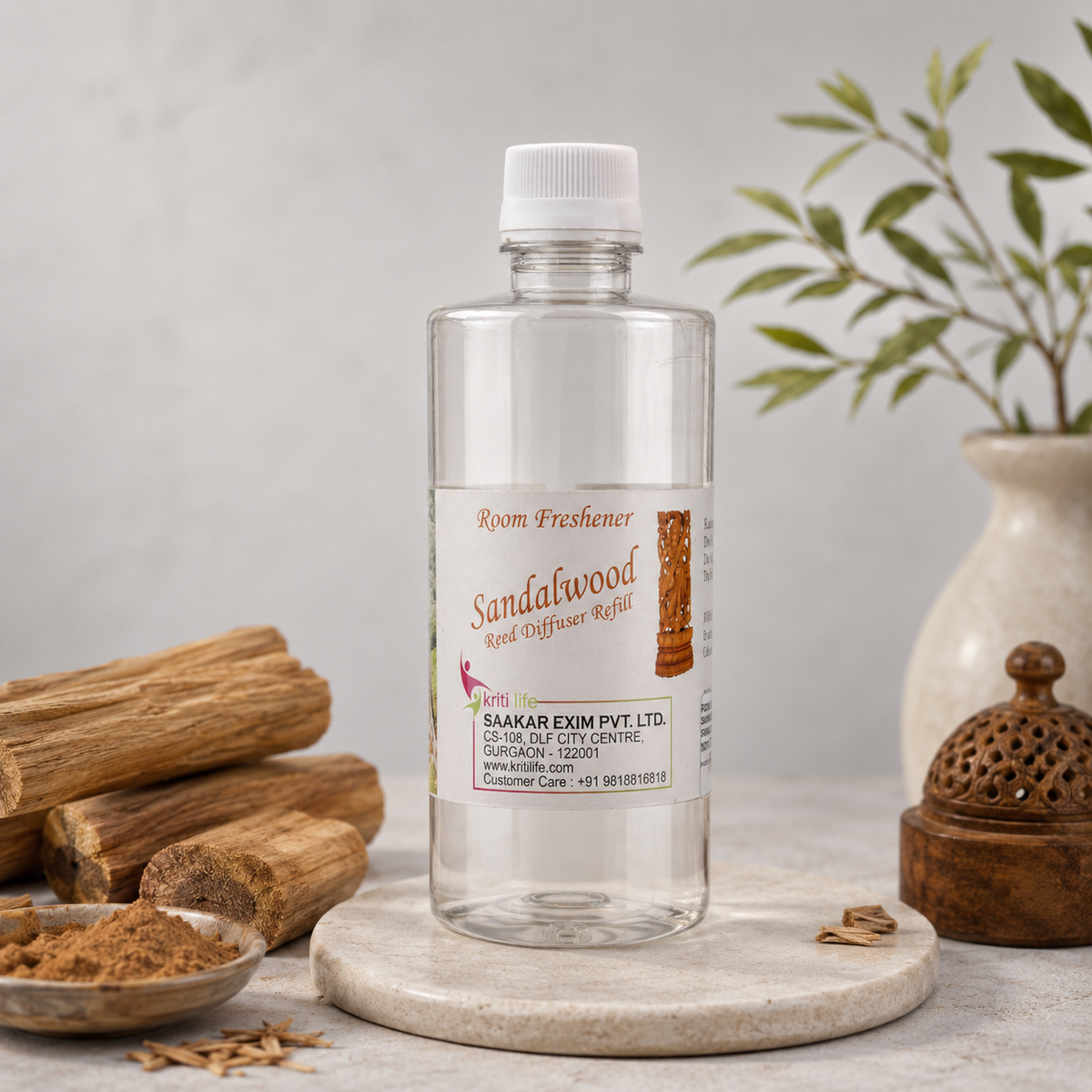 Sandalwood 450ML  Reed Diffuser oil Refill - Long-Lasting Room Fragrance