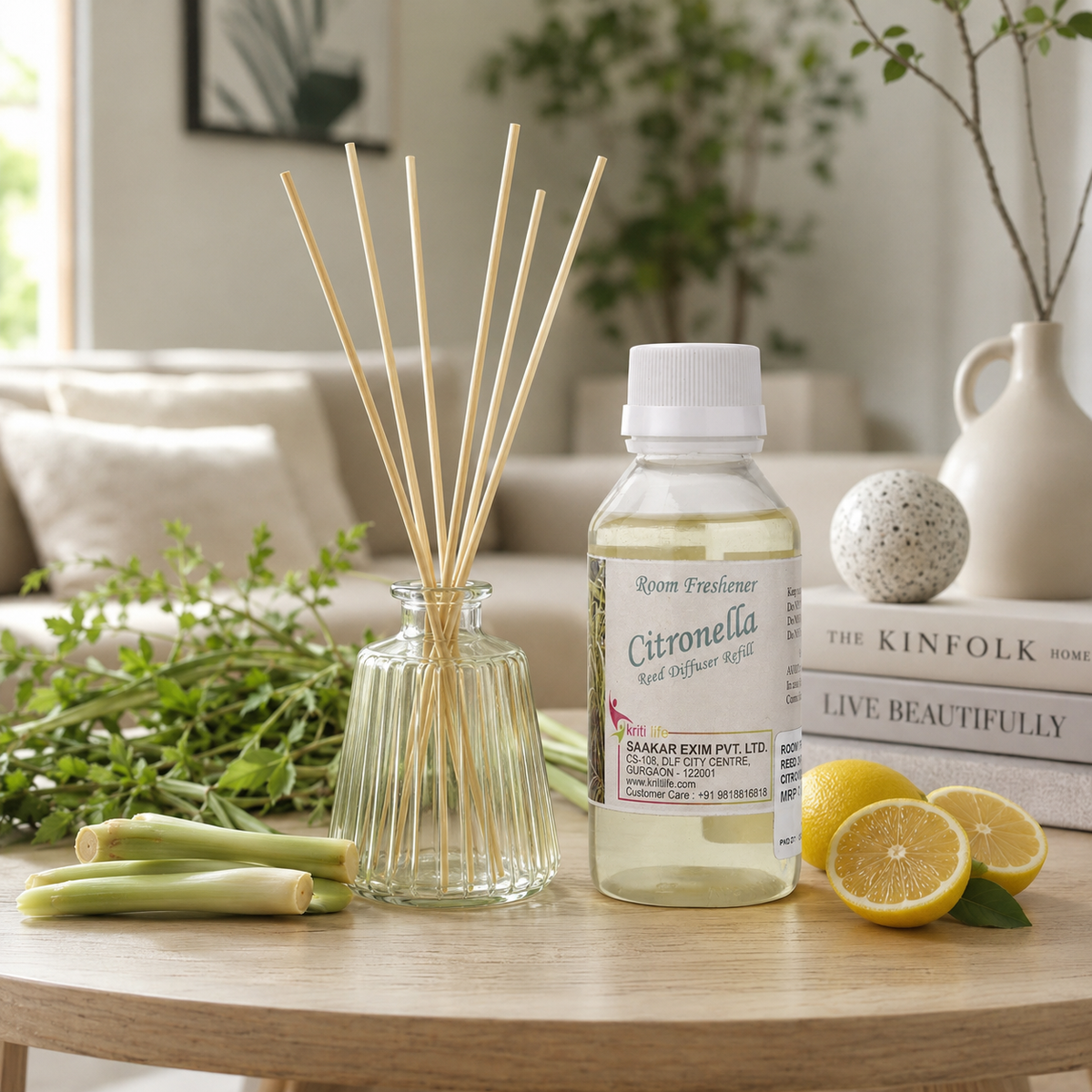 Citronella 90ML Reed Diffuser oil Refill -  Long-Lasting Room Fragrance