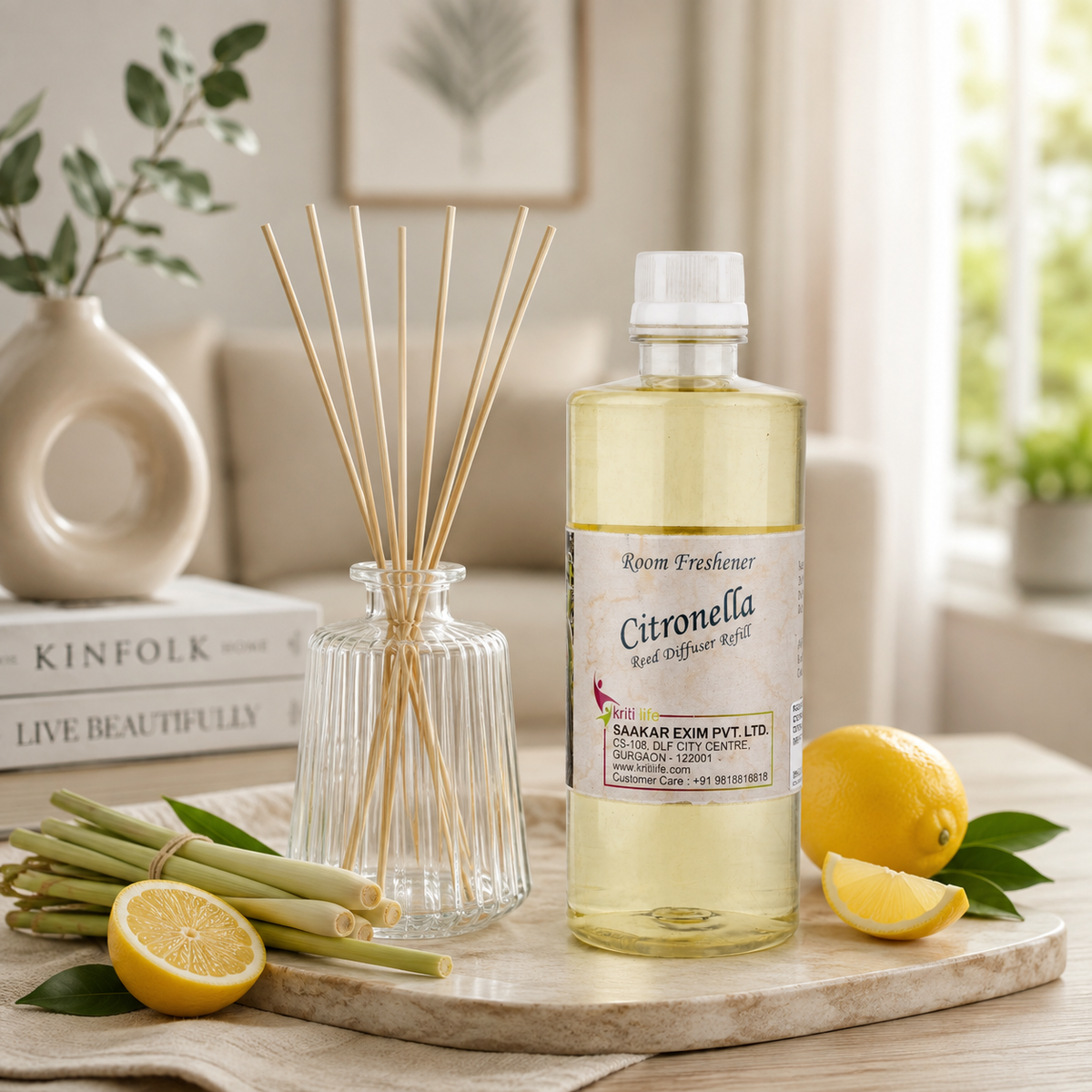 Citronella 450ML Reed Diffuser oil Refill -  Long-Lasting Room Fragrance