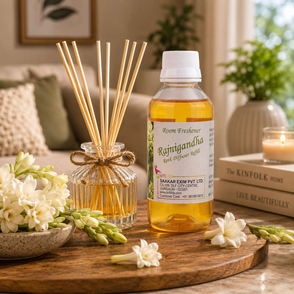 Rajni Gandha 90ML Reed Diffuser oil Refill -  Long-Lasting Room Fragrance